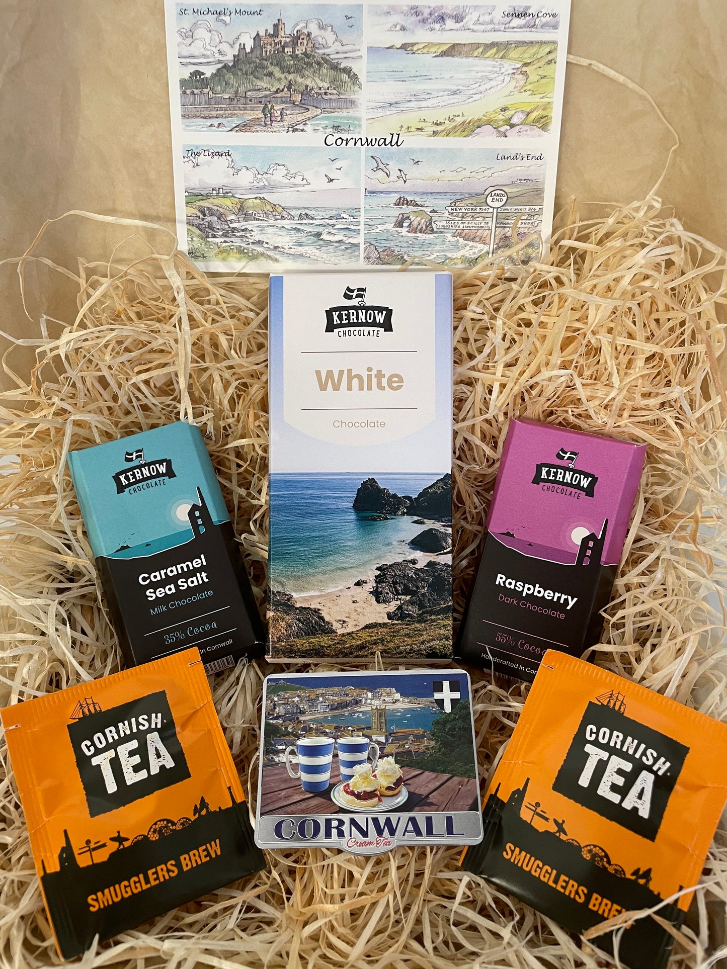 White chocolate with raspberry and caramel sea salt chocolate gift box, choose fridge magnet style
