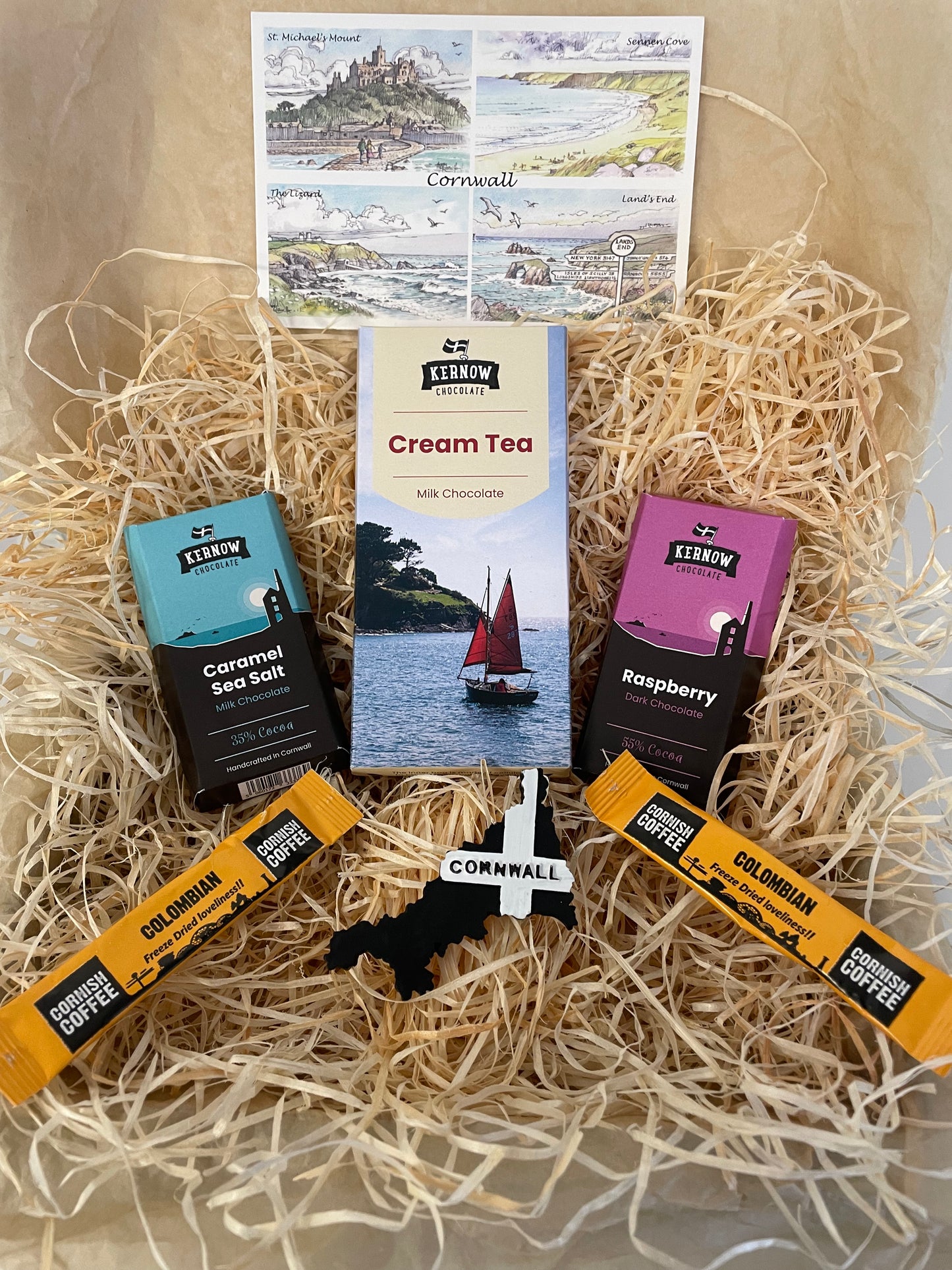 Cream tea chocolate with dark raspberry chocolate and caramel sea salt chocolate gift box, choose fridge magnet style