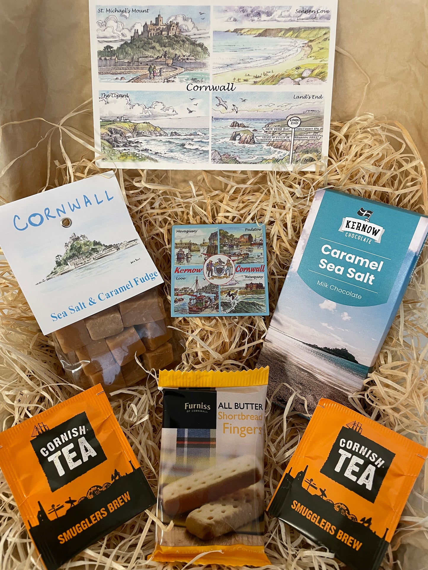 Taste of the sea fudge and chocolate gift box, complete with a special Cornish fridge magnet of your choice!
