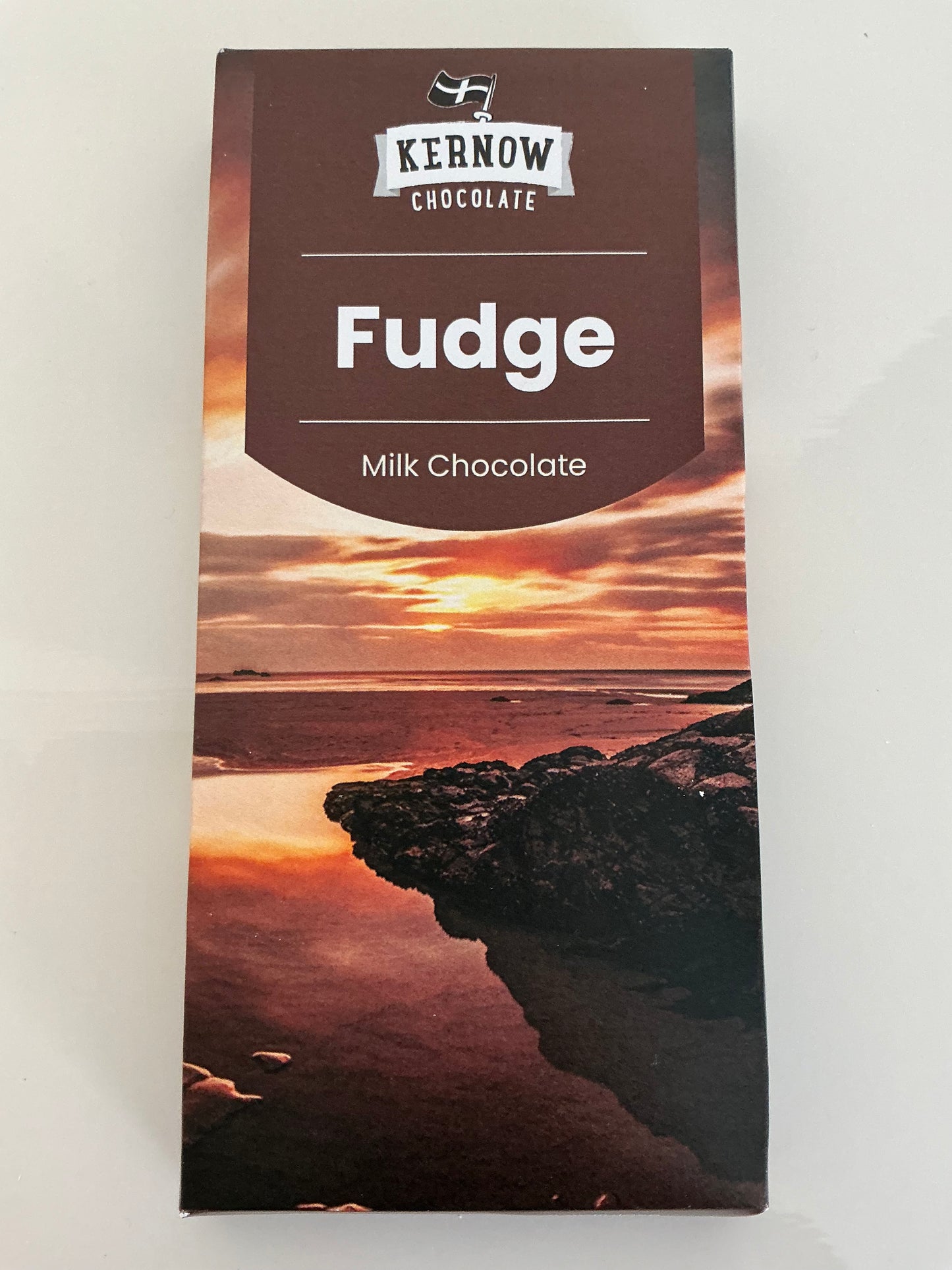 Fudge chocolate with tea or coffee and a personalised Cornwall postcard