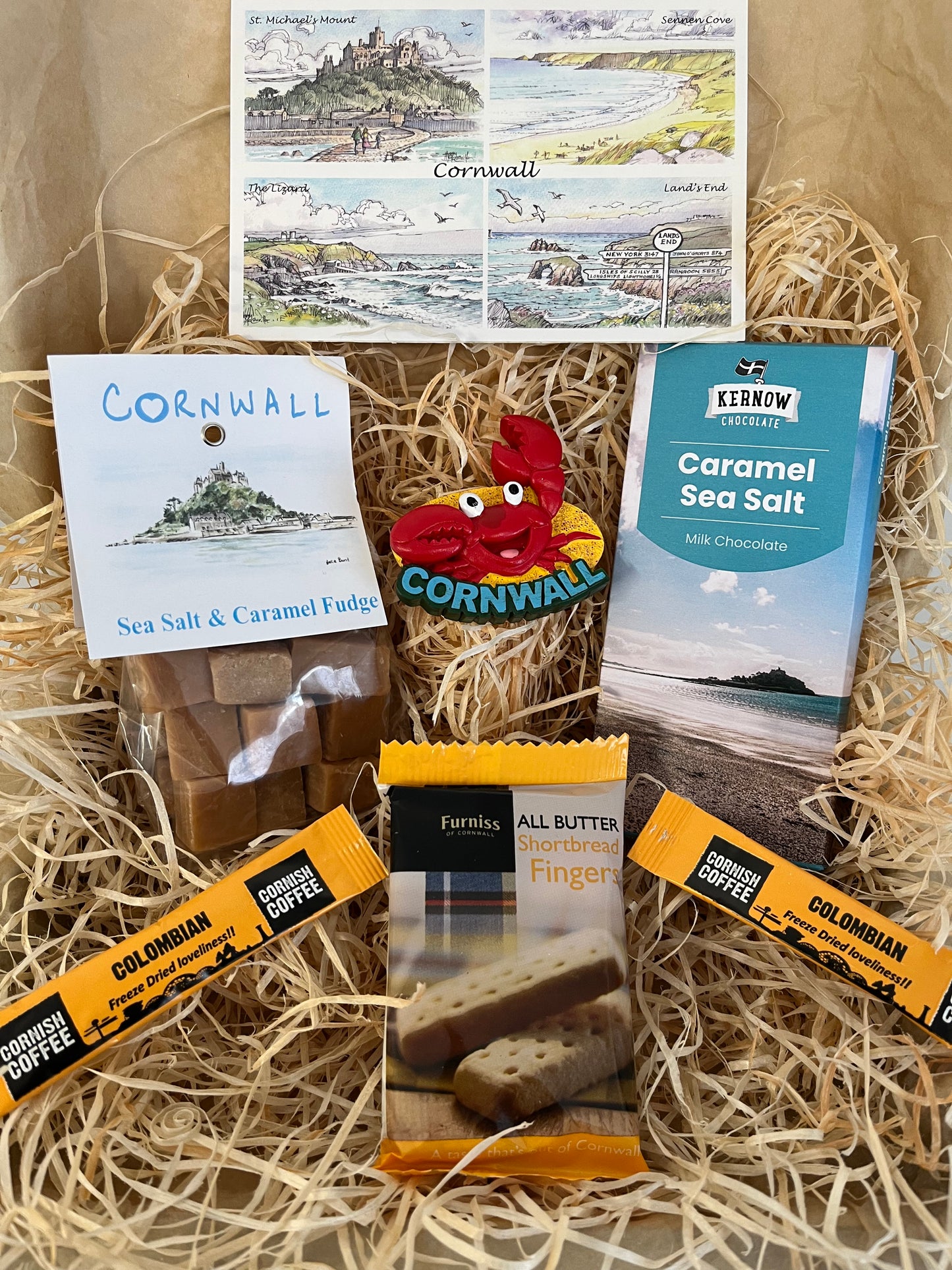 Taste of the sea fudge and chocolate gift box, complete with a special Cornish fridge magnet of your choice!