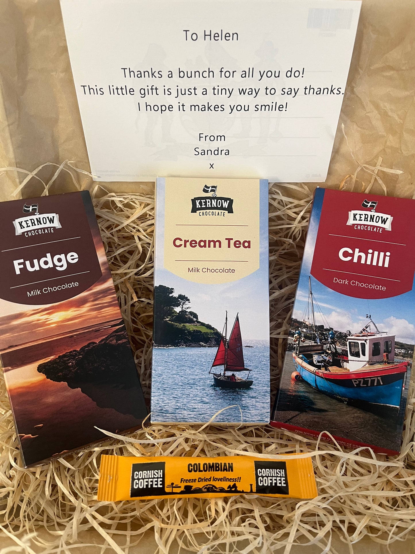 The triple Cornish chocolate bar with a hint of chilli gift box