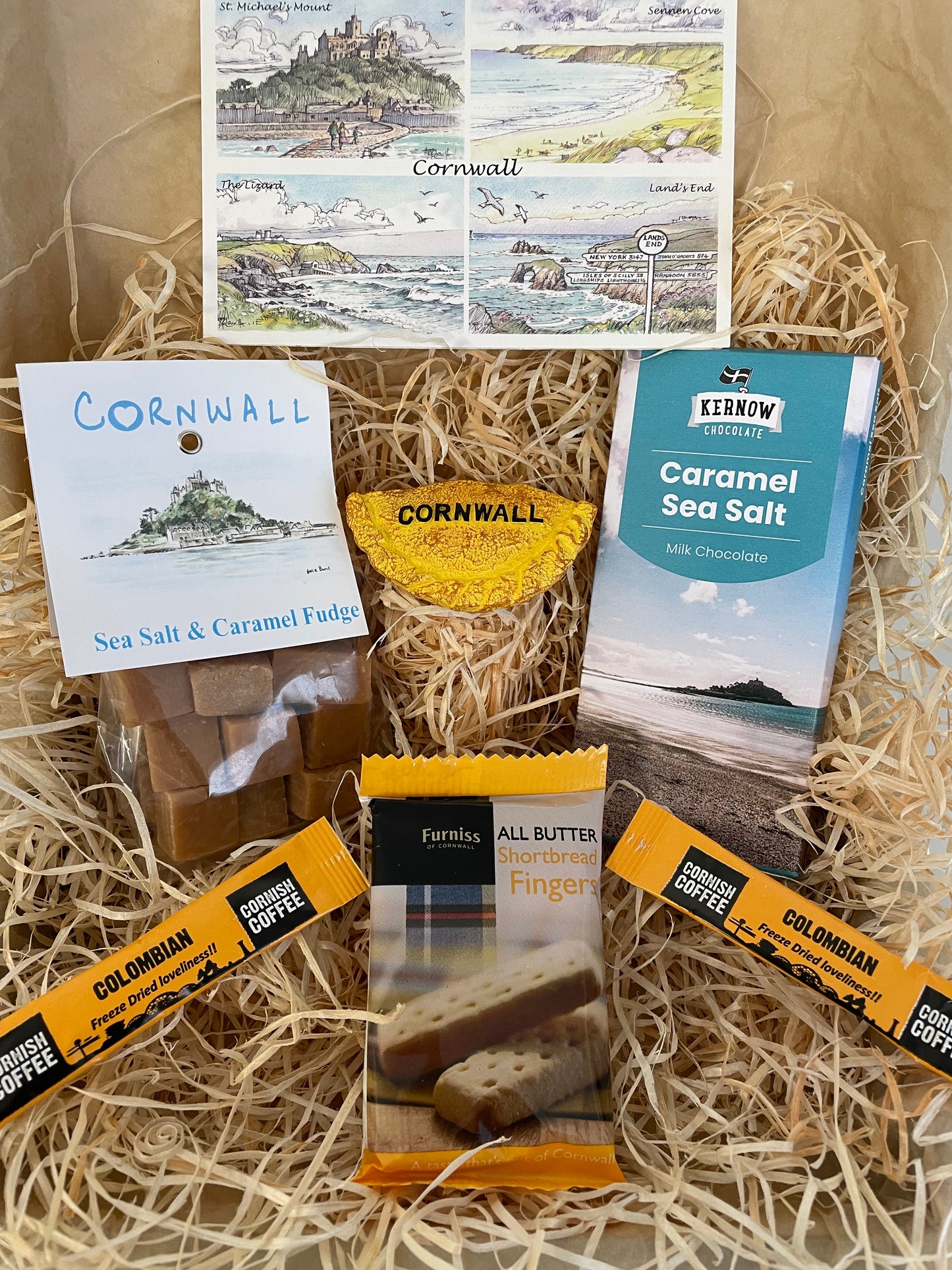 Taste of the sea fudge and chocolate gift box, complete with a special Cornish fridge magnet of your choice!