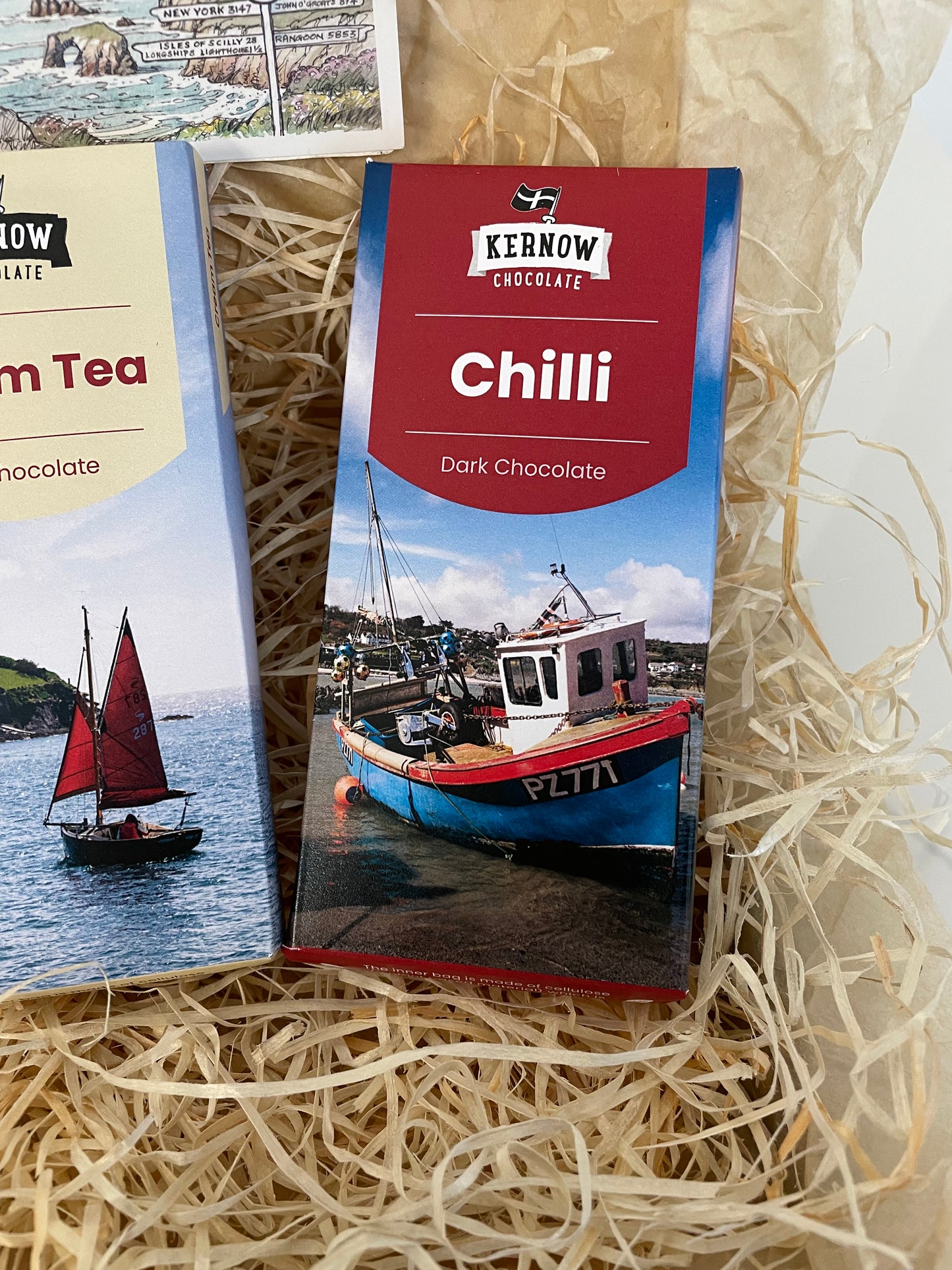 The triple Cornish chocolate bar with a hint of chilli gift box