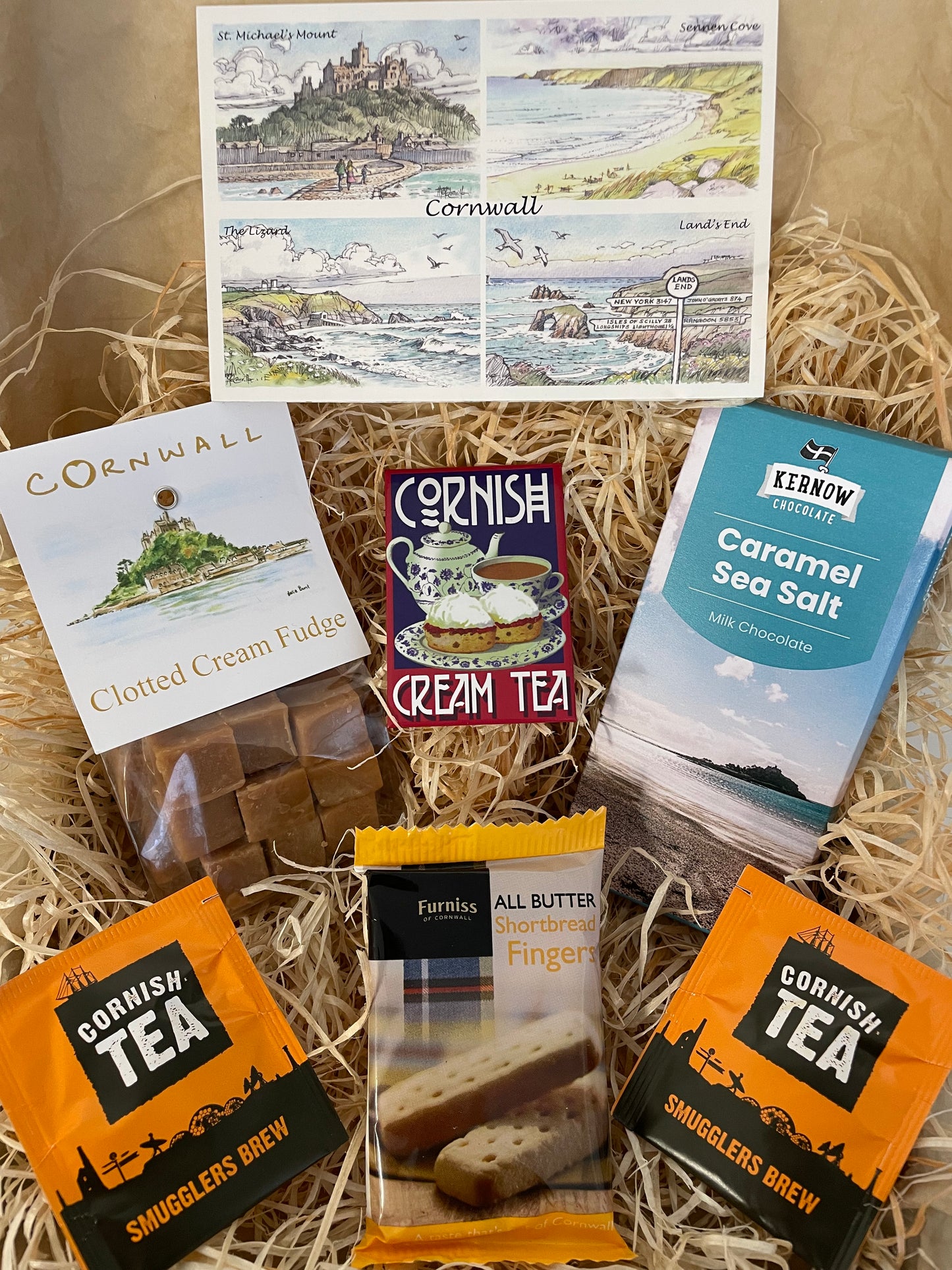 Clotted cream fudge with a sea salt chocolate gift box, complete with a special Cornish fridge magnet of your choice!