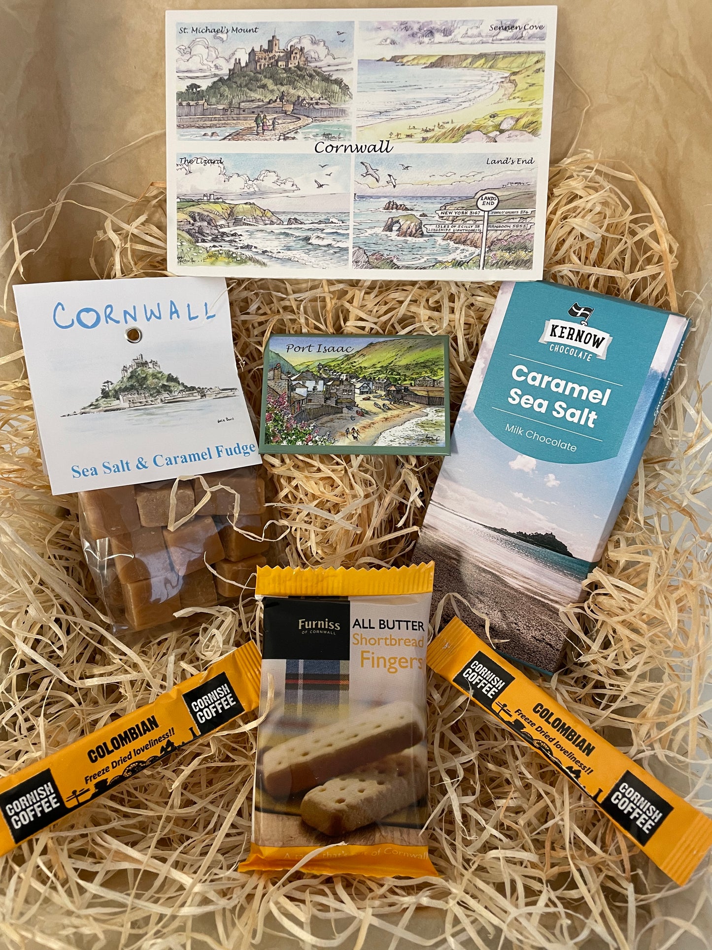 Taste of the sea fudge and chocolate gift box, complete with a special Cornish fridge magnet of your choice!