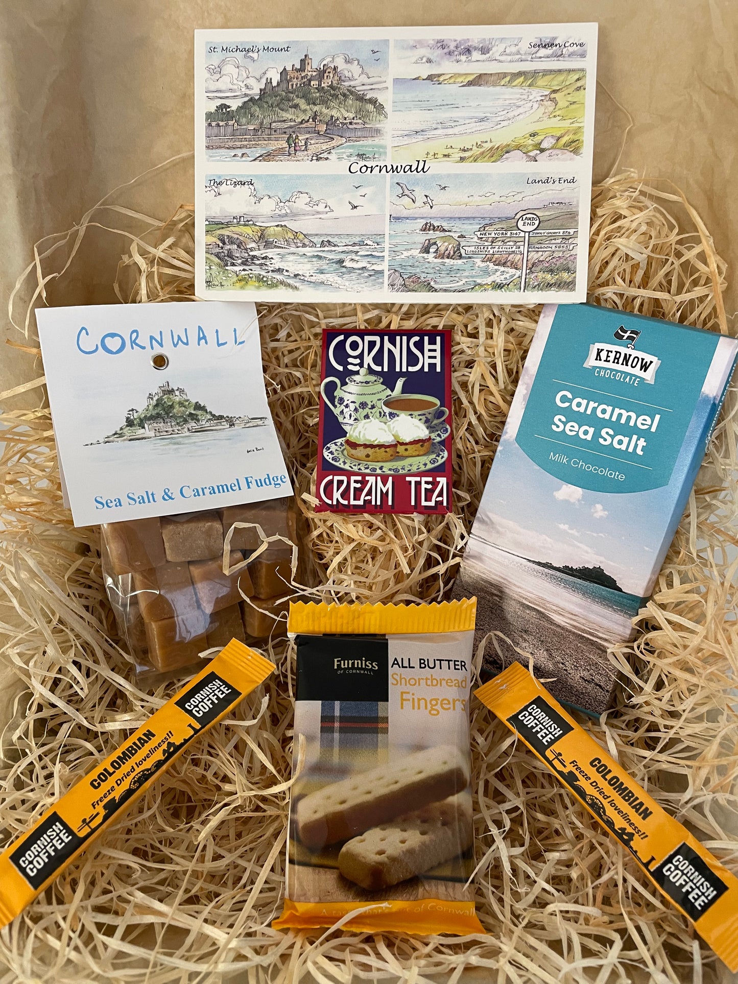 Taste of the sea fudge and chocolate gift box, complete with a special Cornish fridge magnet of your choice!