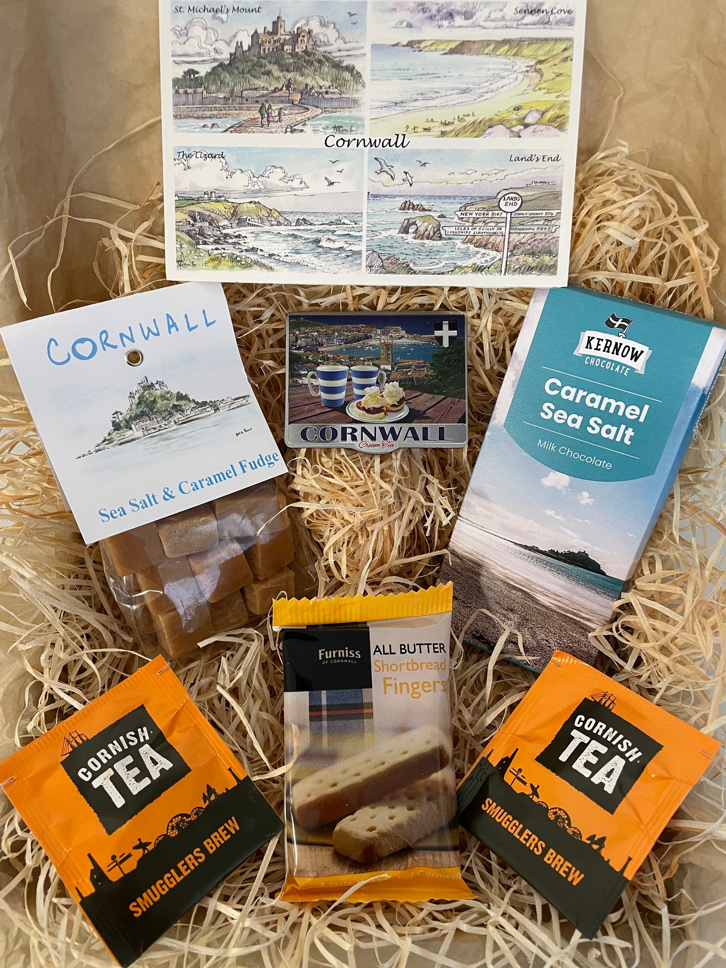 Taste of the sea fudge and chocolate gift box, complete with a special Cornish fridge magnet of your choice!