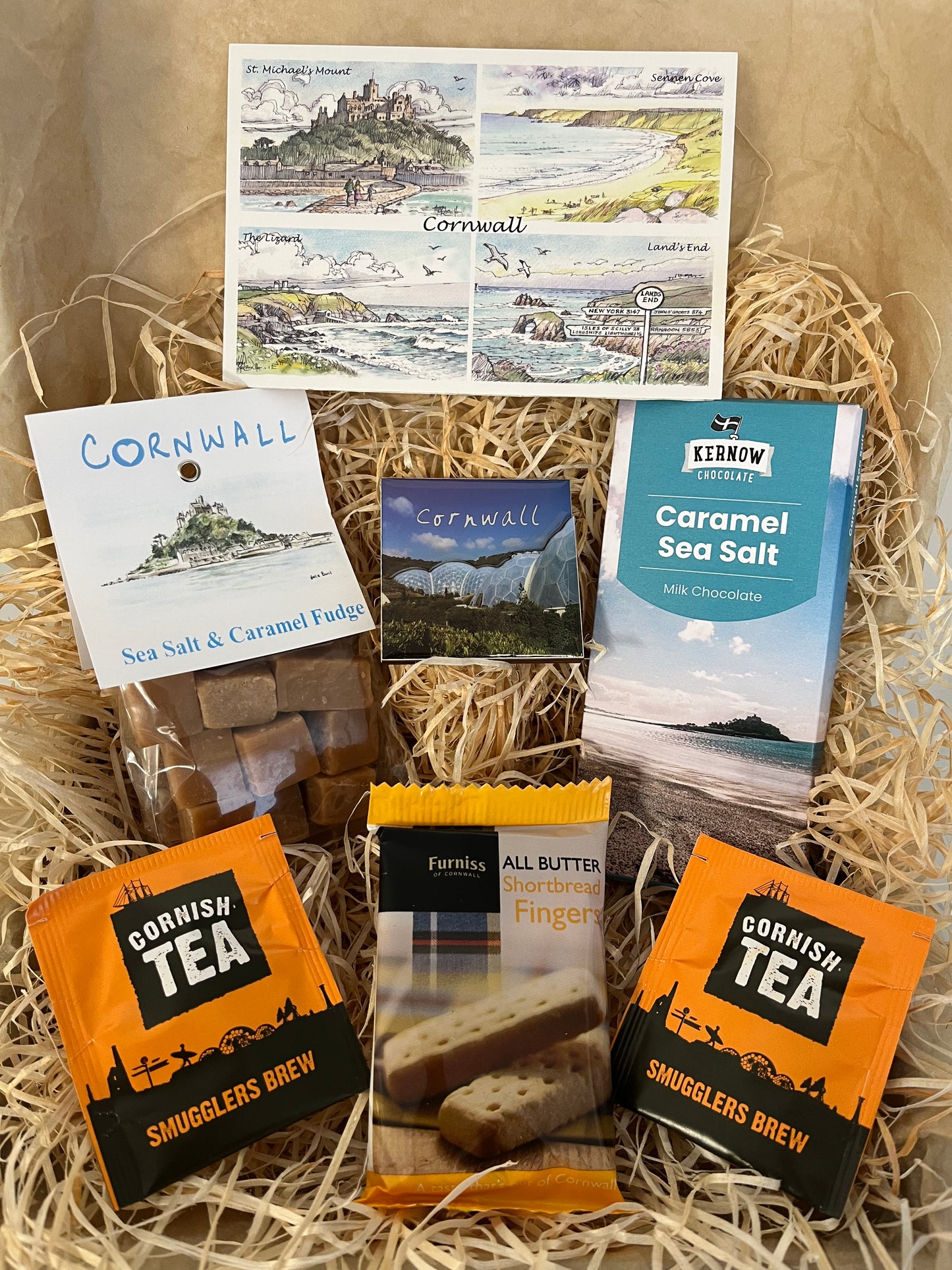 Taste of the sea fudge and chocolate gift box, complete with a special Cornish fridge magnet of your choice!