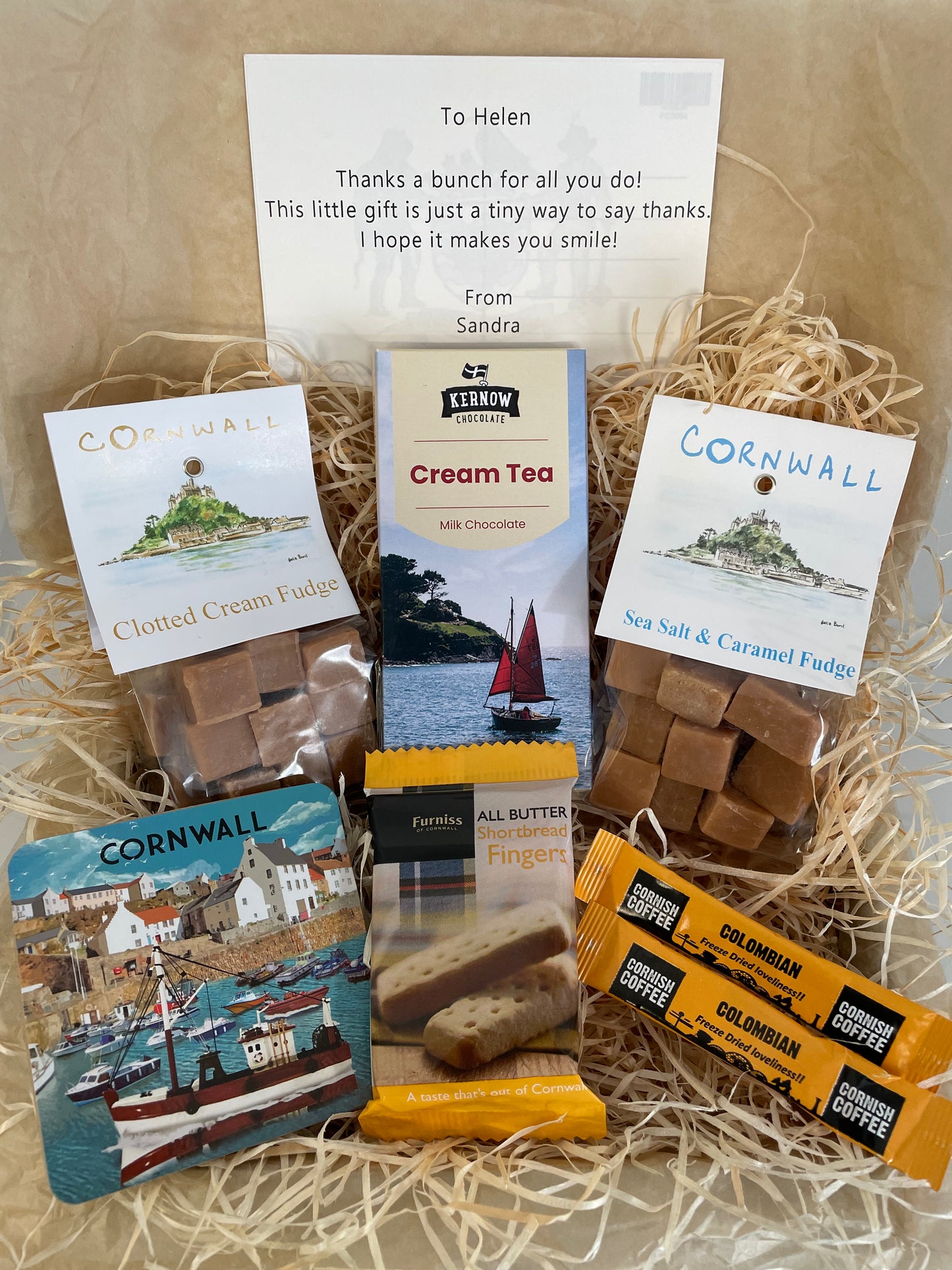 Cream tea chocolate Coaster gift box with two fudge flavours. Select coaster type