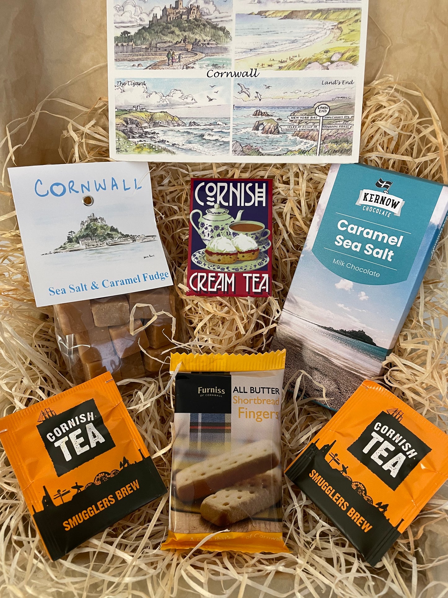 Taste of the sea fudge and chocolate gift box, complete with a special Cornish fridge magnet of your choice!