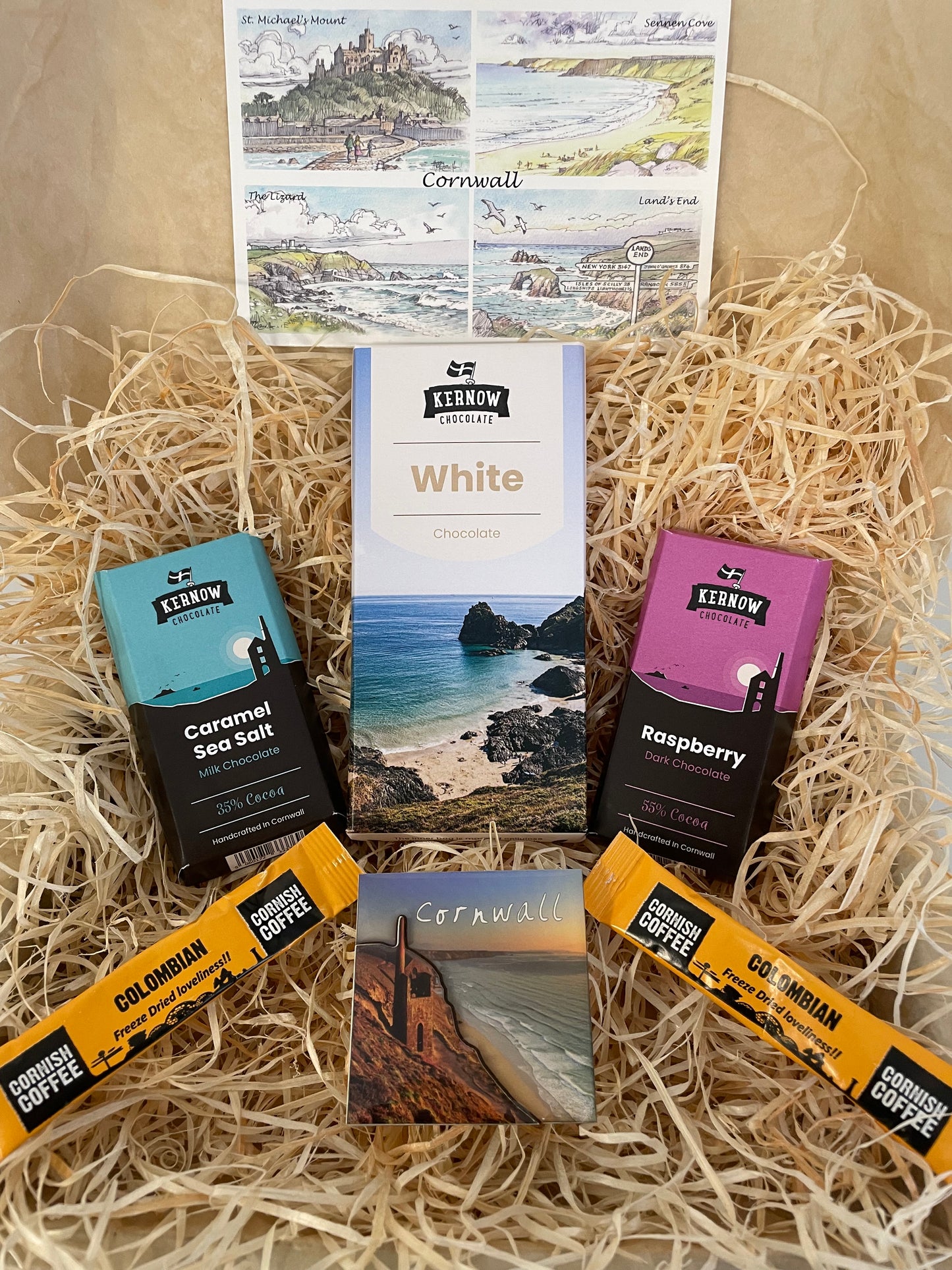 White chocolate with raspberry and caramel sea salt chocolate gift box, choose fridge magnet style