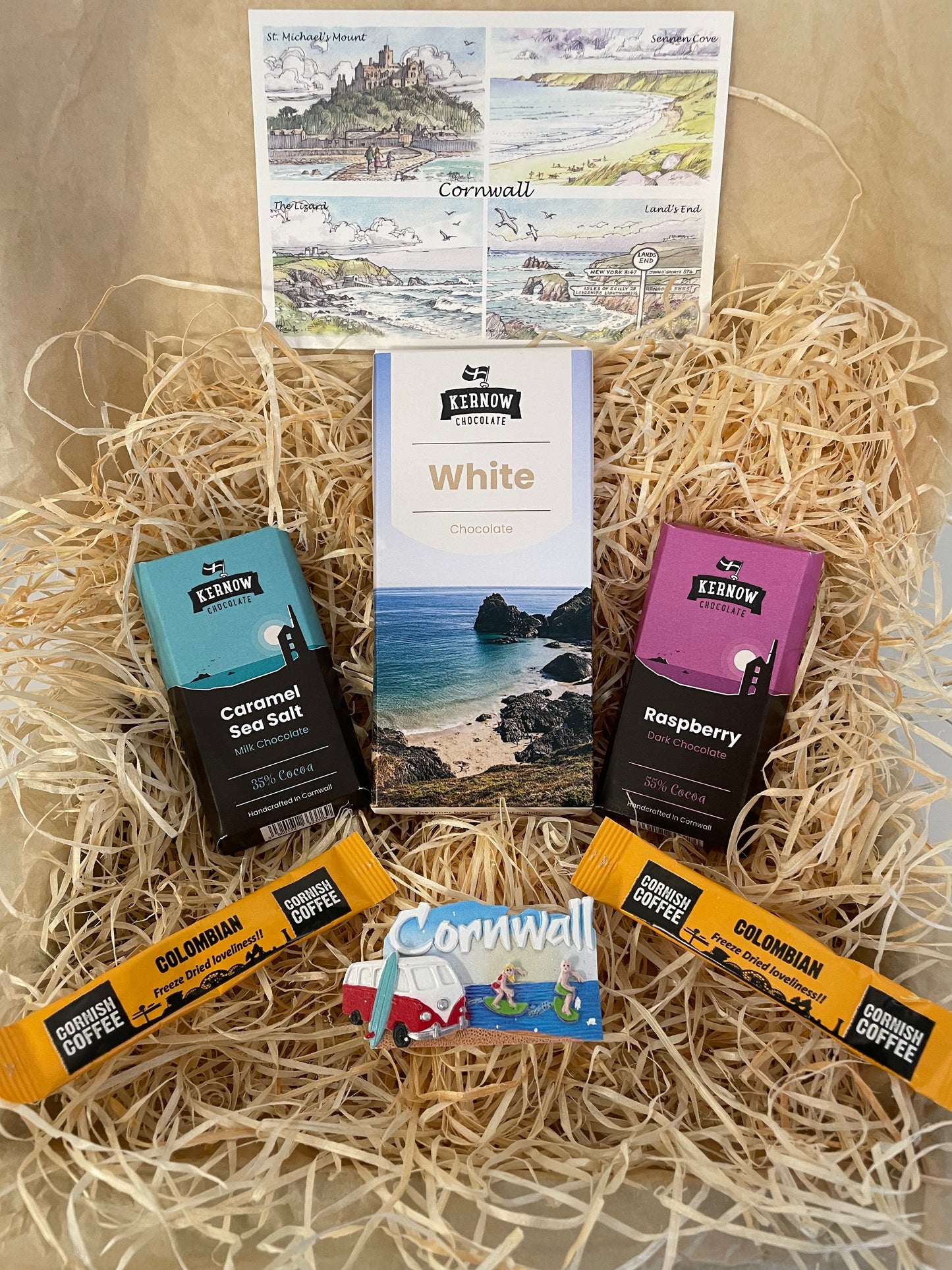 White chocolate with raspberry and caramel sea salt chocolate gift box, choose fridge magnet style