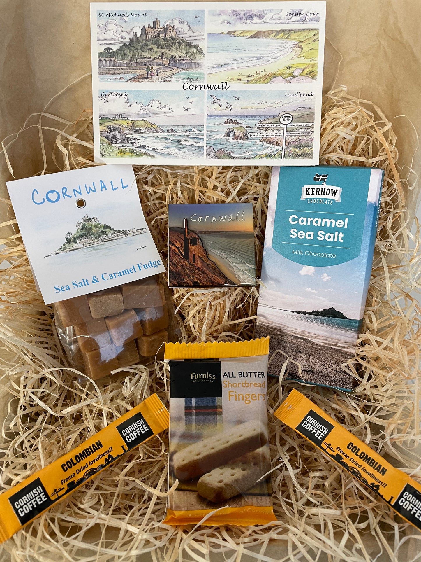 Taste of the sea fudge and chocolate gift box, complete with a special Cornish fridge magnet of your choice!