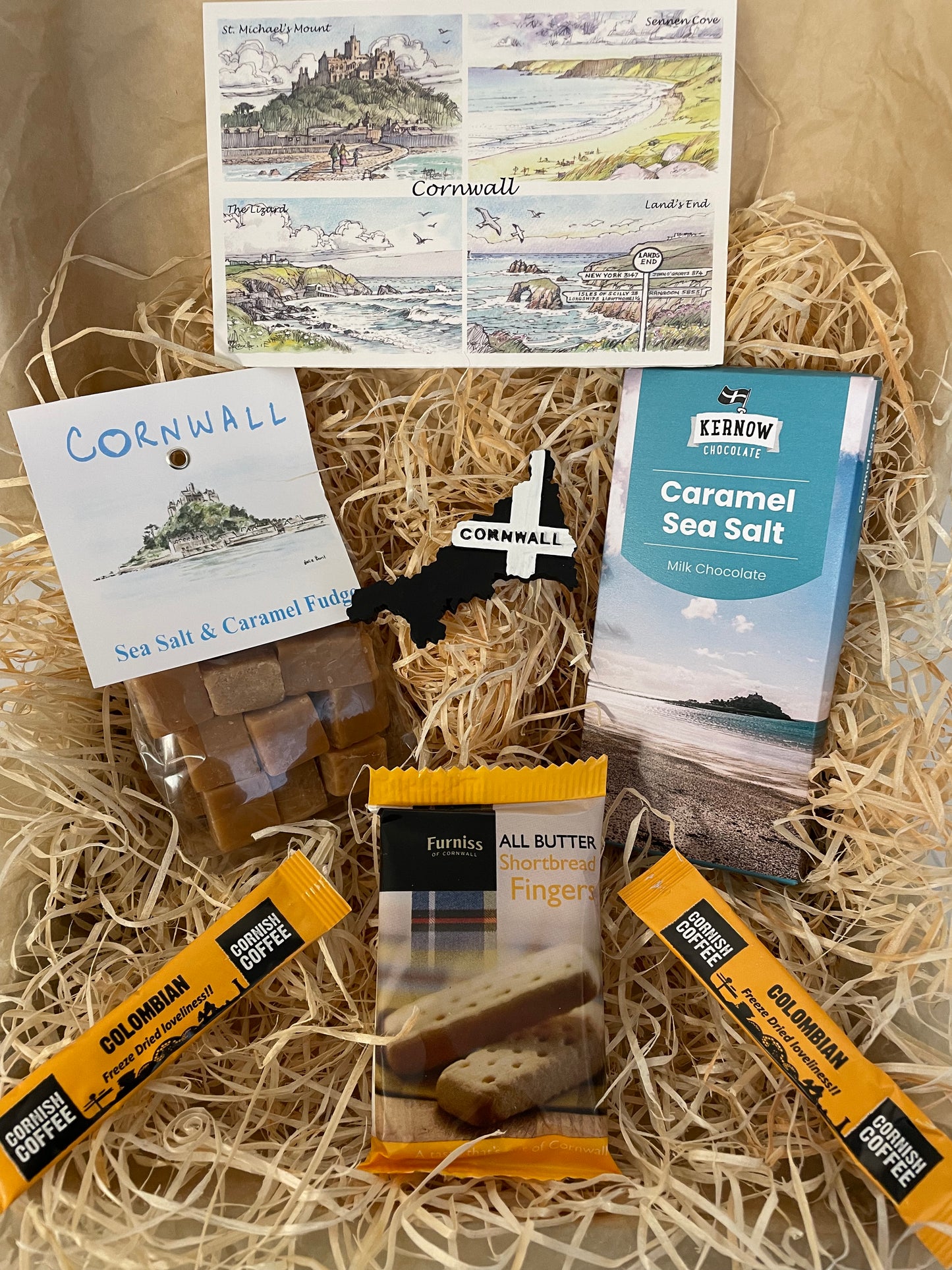 Taste of the sea fudge and chocolate gift box, complete with a special Cornish fridge magnet of your choice!