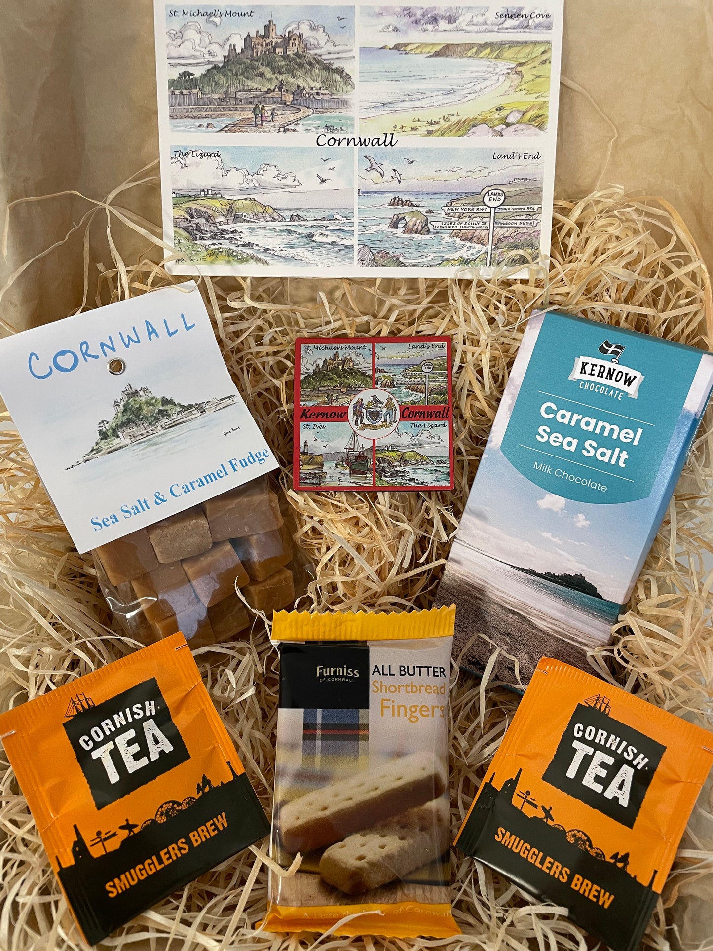 Taste of the sea fudge and chocolate gift box, complete with a special Cornish fridge magnet of your choice!