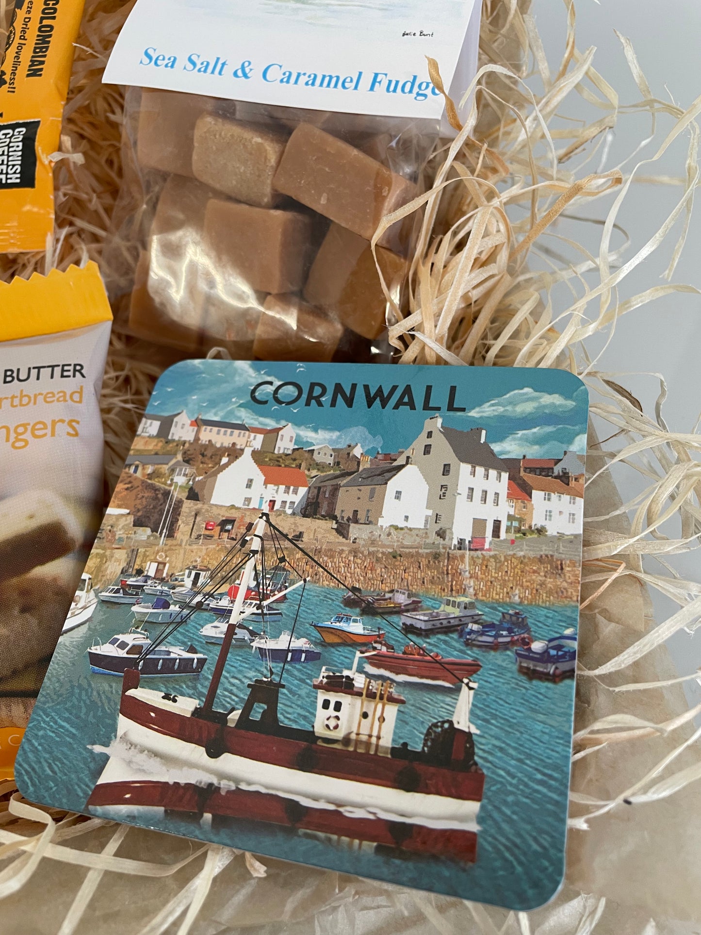 Sea salt and clotted fudge harbour coaster gift box