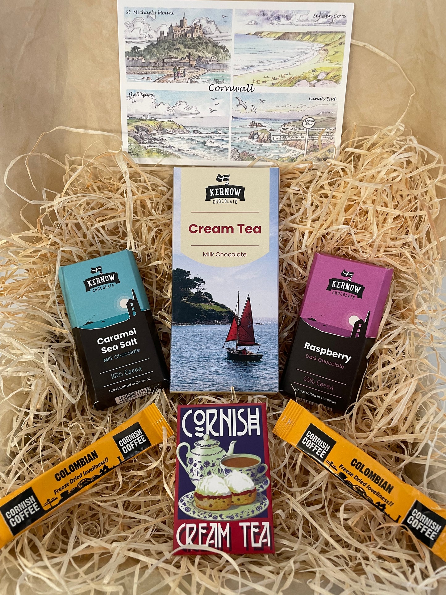Cream tea chocolate with dark raspberry chocolate and caramel sea salt chocolate gift box, choose fridge magnet style