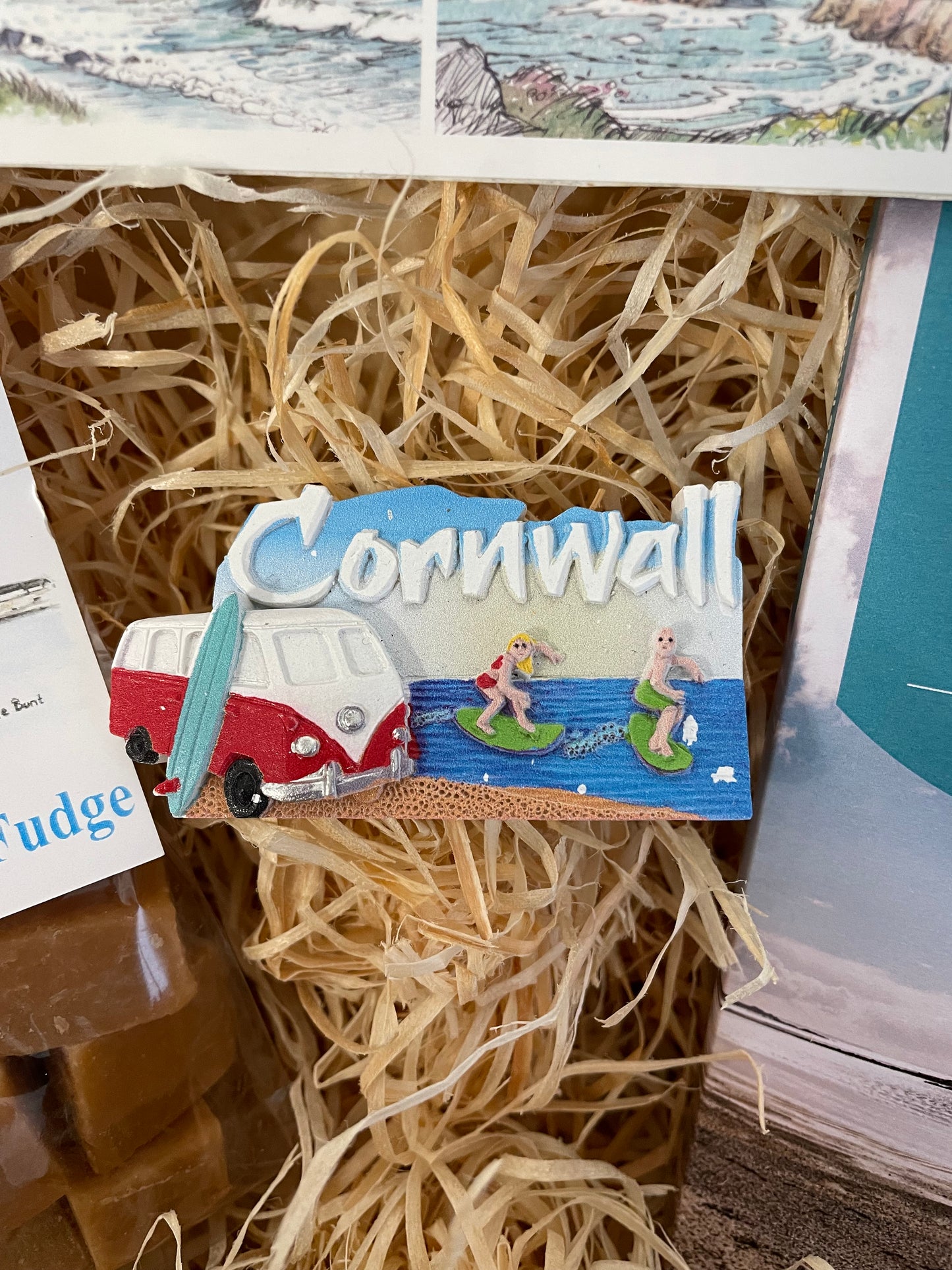 Taste of the sea fudge and chocolate gift box, complete with a special Cornish fridge magnet of your choice!