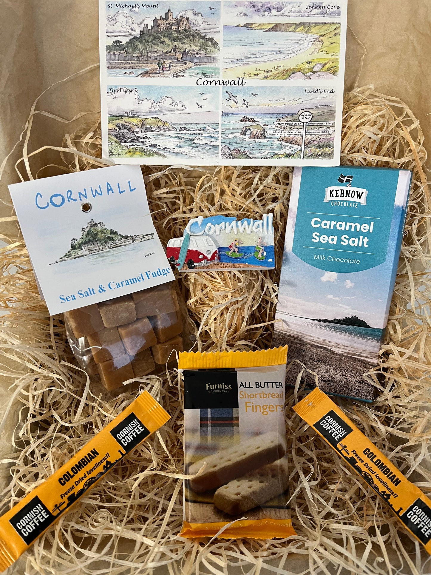 Taste of the sea fudge and chocolate gift box, complete with a special Cornish fridge magnet of your choice!