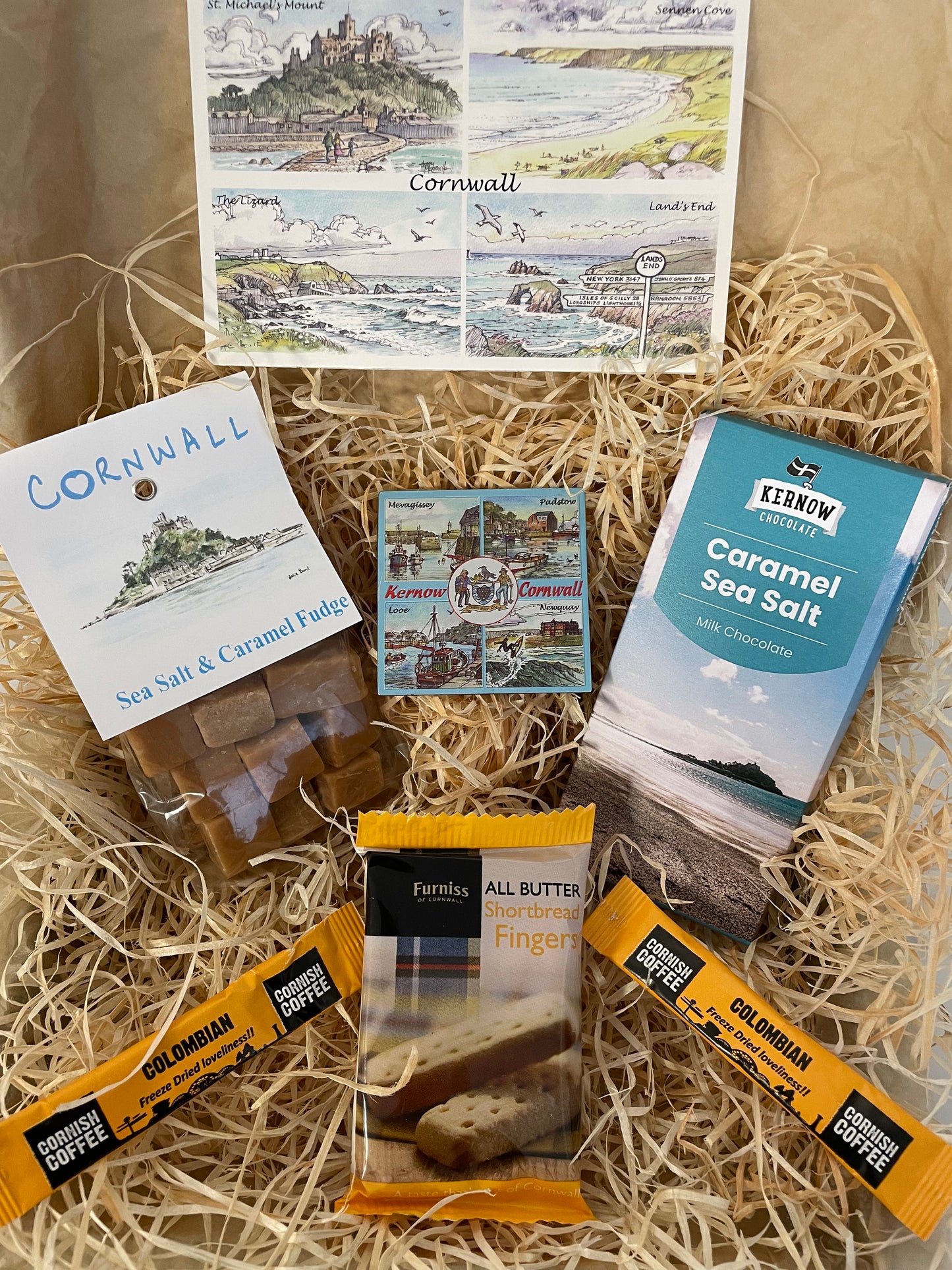 Taste of the sea fudge and chocolate gift box, complete with a special Cornish fridge magnet of your choice!