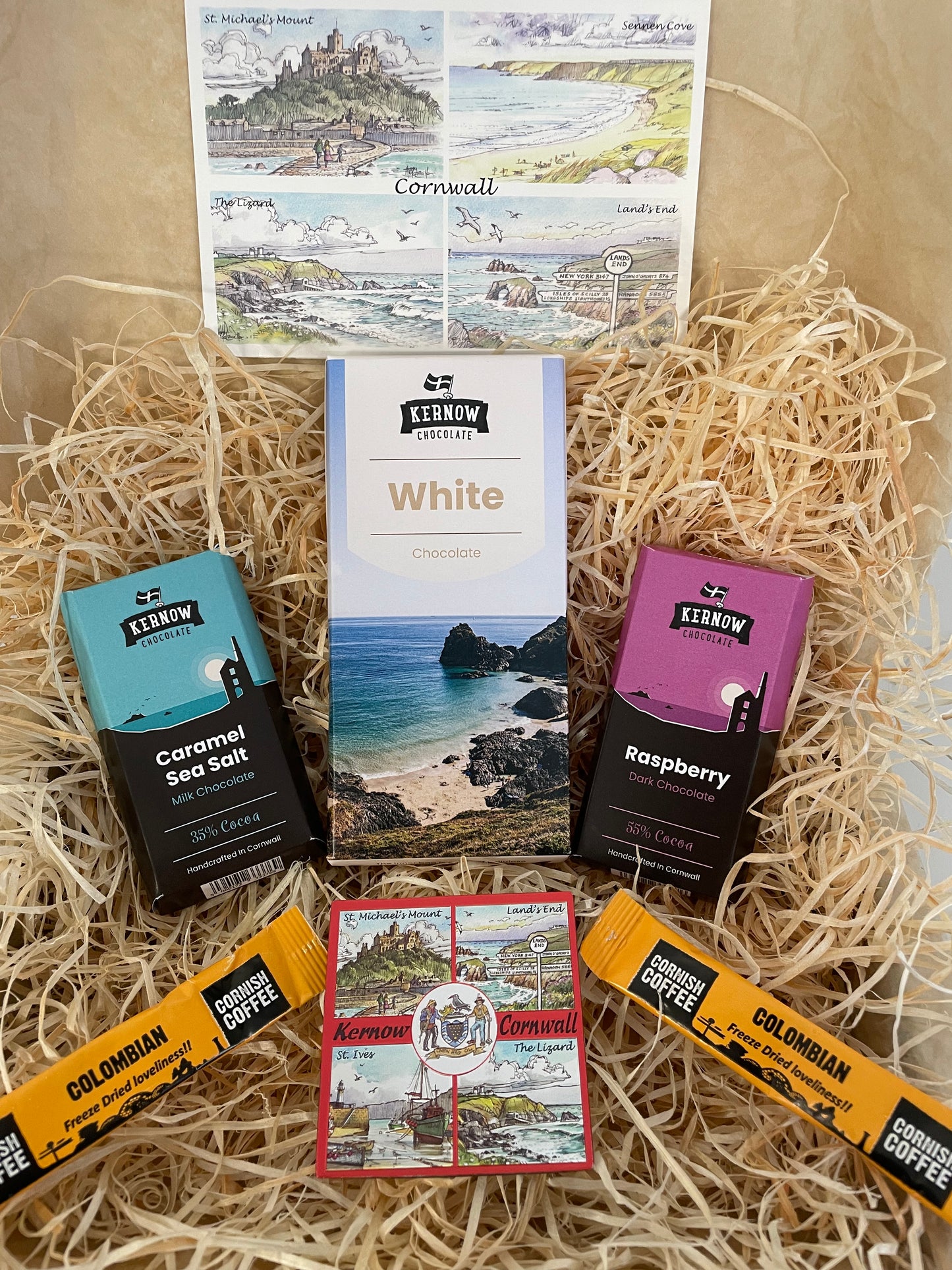 White chocolate with raspberry and caramel sea salt chocolate gift box, choose fridge magnet style