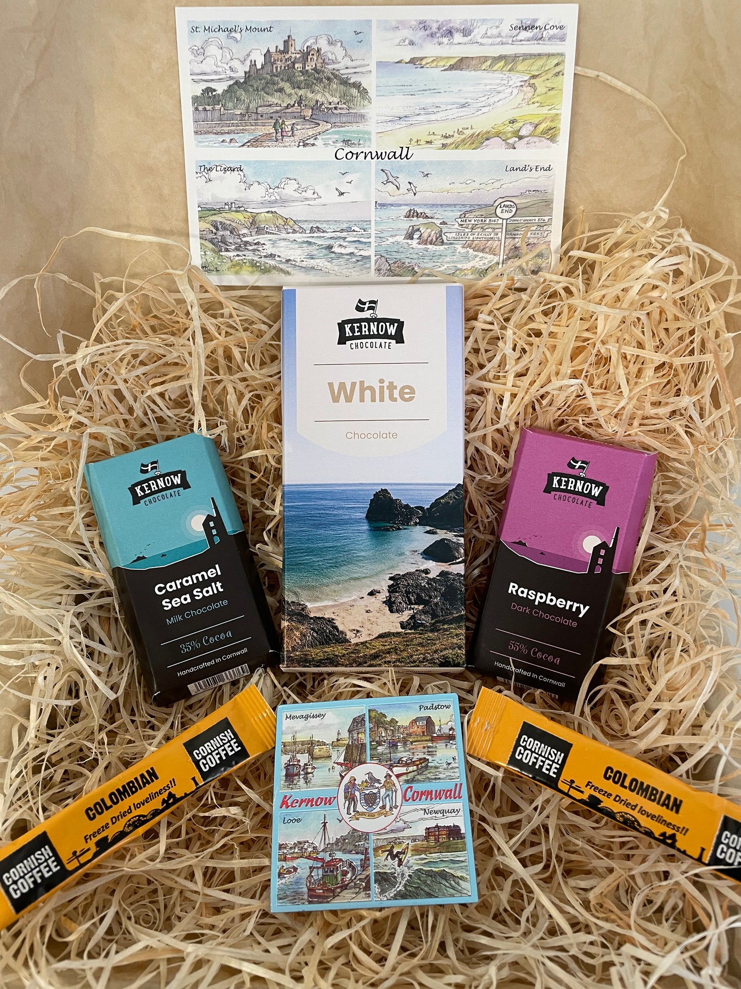 White chocolate with raspberry and caramel sea salt chocolate gift box, choose fridge magnet style