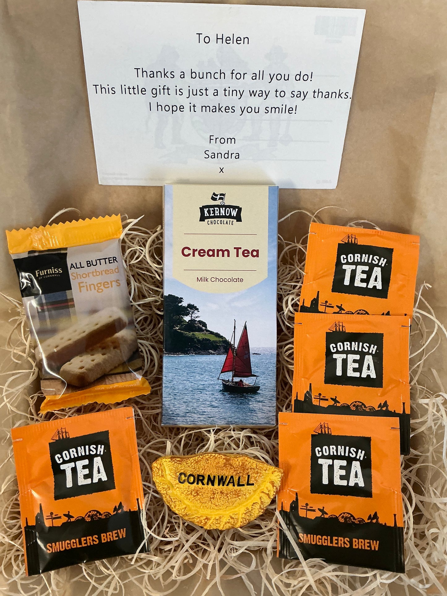 Cream tea chocolate Gift box with shortbread and tea or coffee. Choose your fridge magnet style