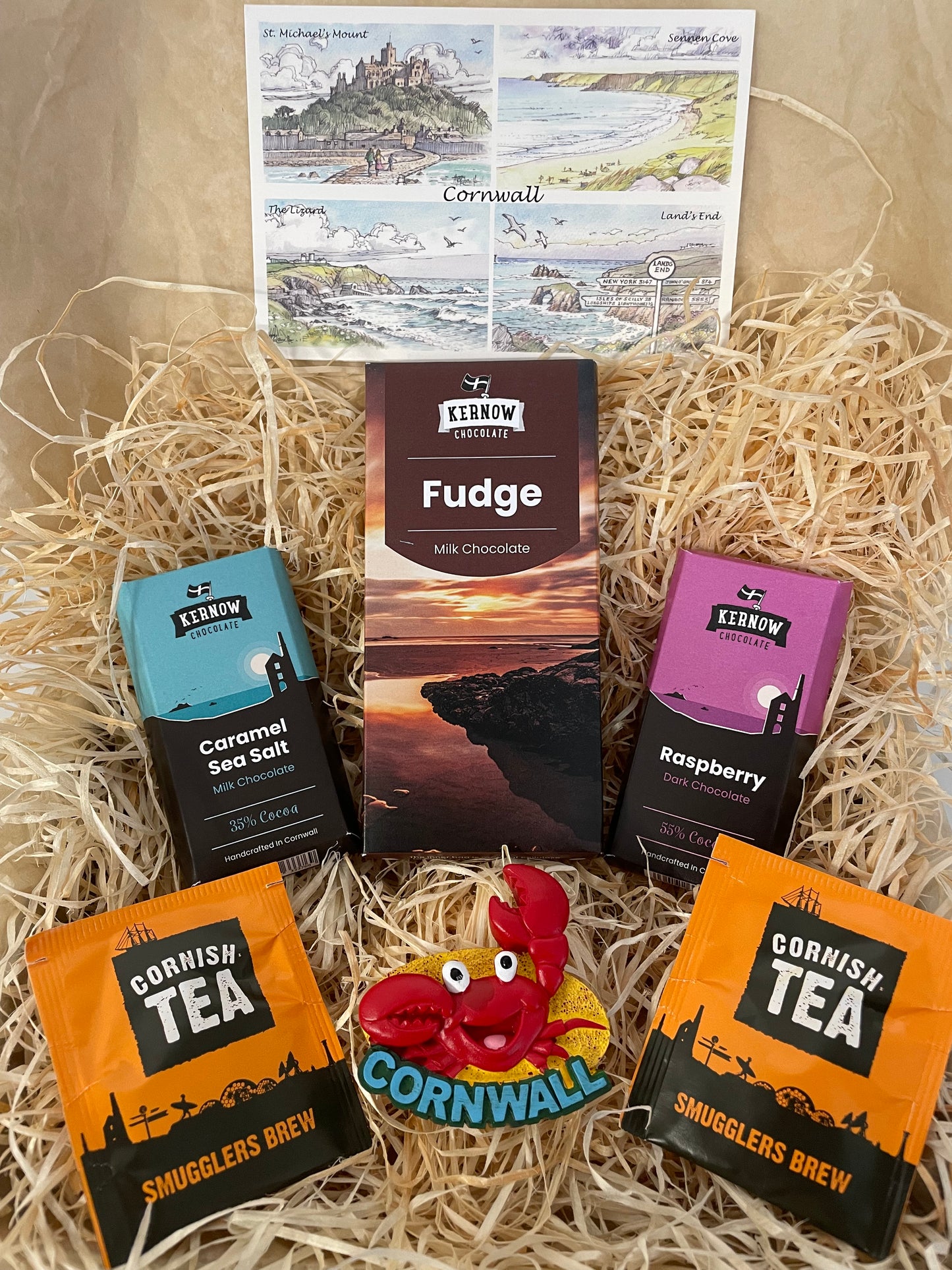 Fudge chocolate with dark raspberry chocolate and caramel sea salt chocolate gift box, choose fridge magnet style