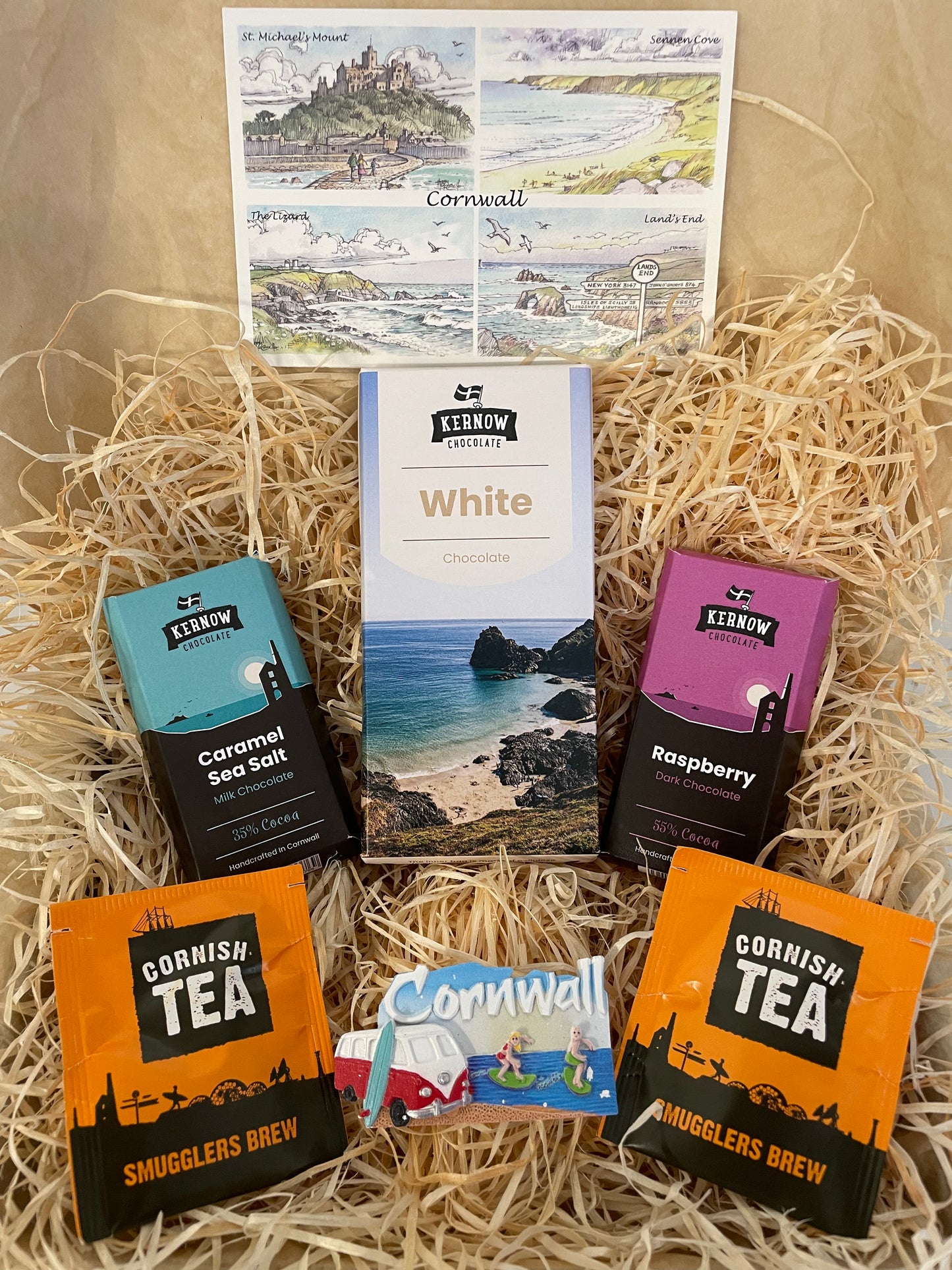 White chocolate with raspberry and caramel sea salt chocolate gift box, choose fridge magnet style
