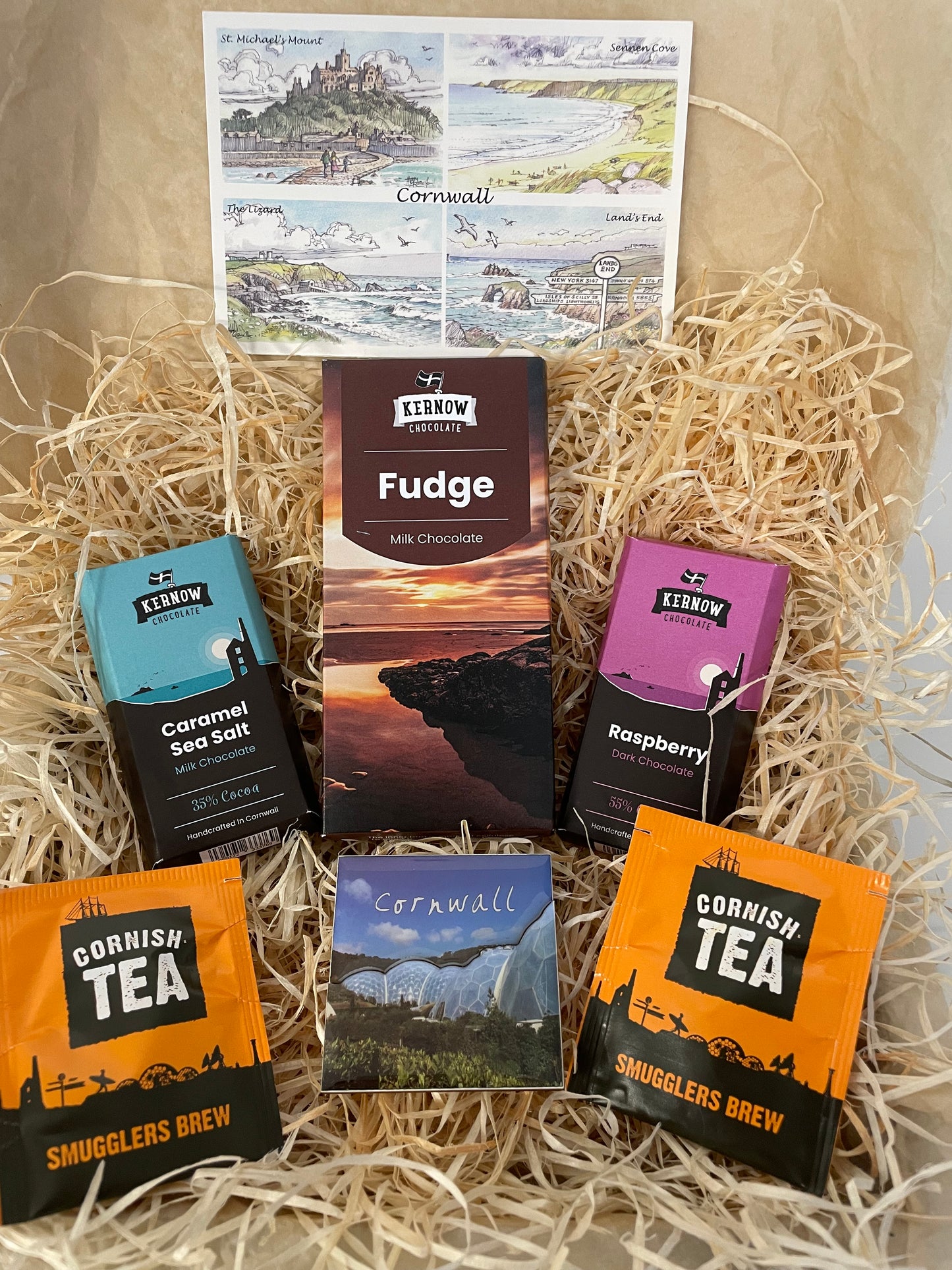 Fudge chocolate with dark raspberry chocolate and caramel sea salt chocolate gift box, choose fridge magnet style