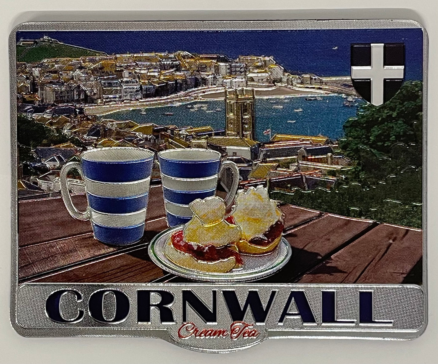 Cornish Cream tea mug and coaster set with Clotted cream shortbread, with a choice of fridge magnet