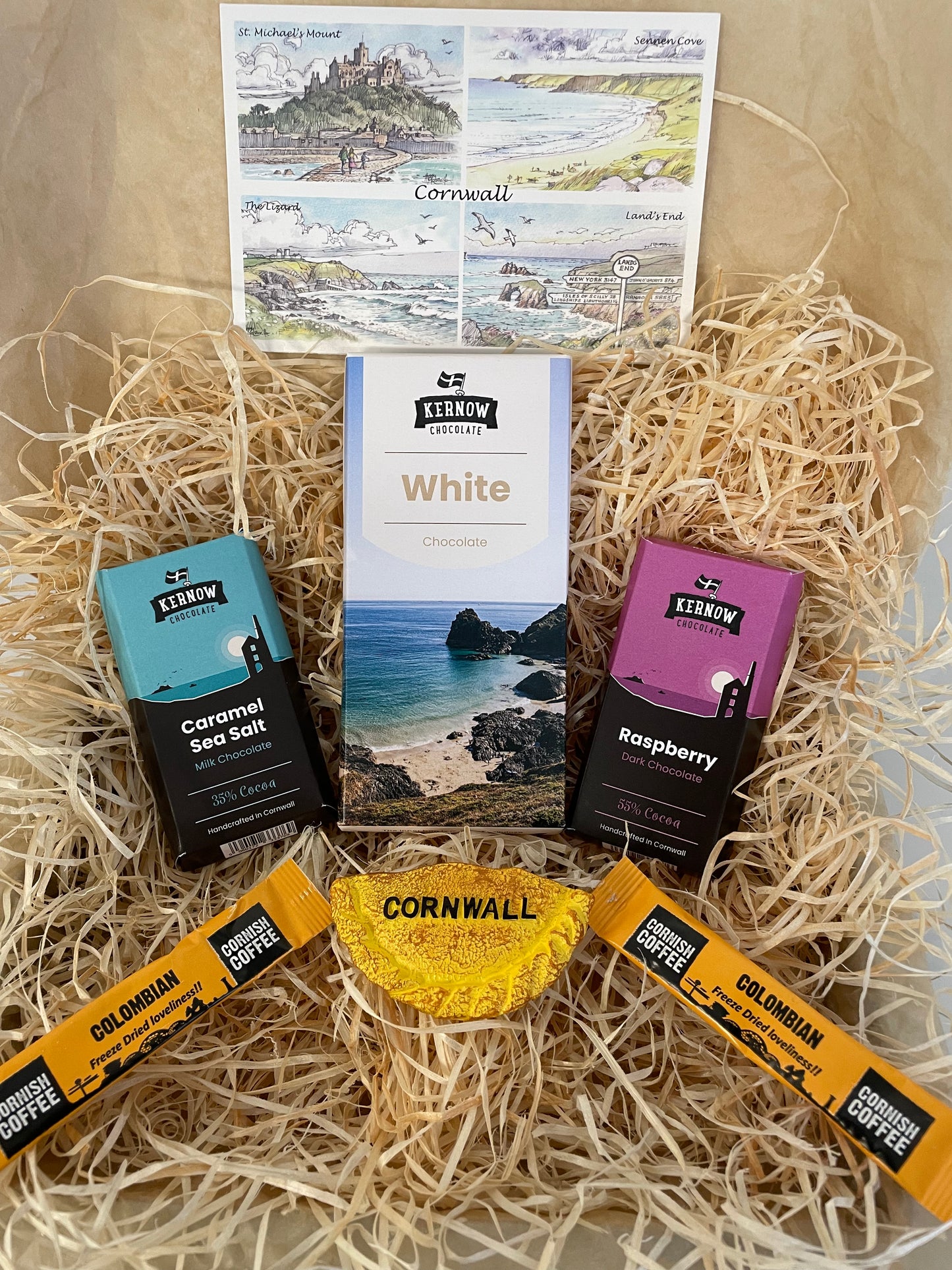 White chocolate with raspberry and caramel sea salt chocolate gift box, choose fridge magnet style