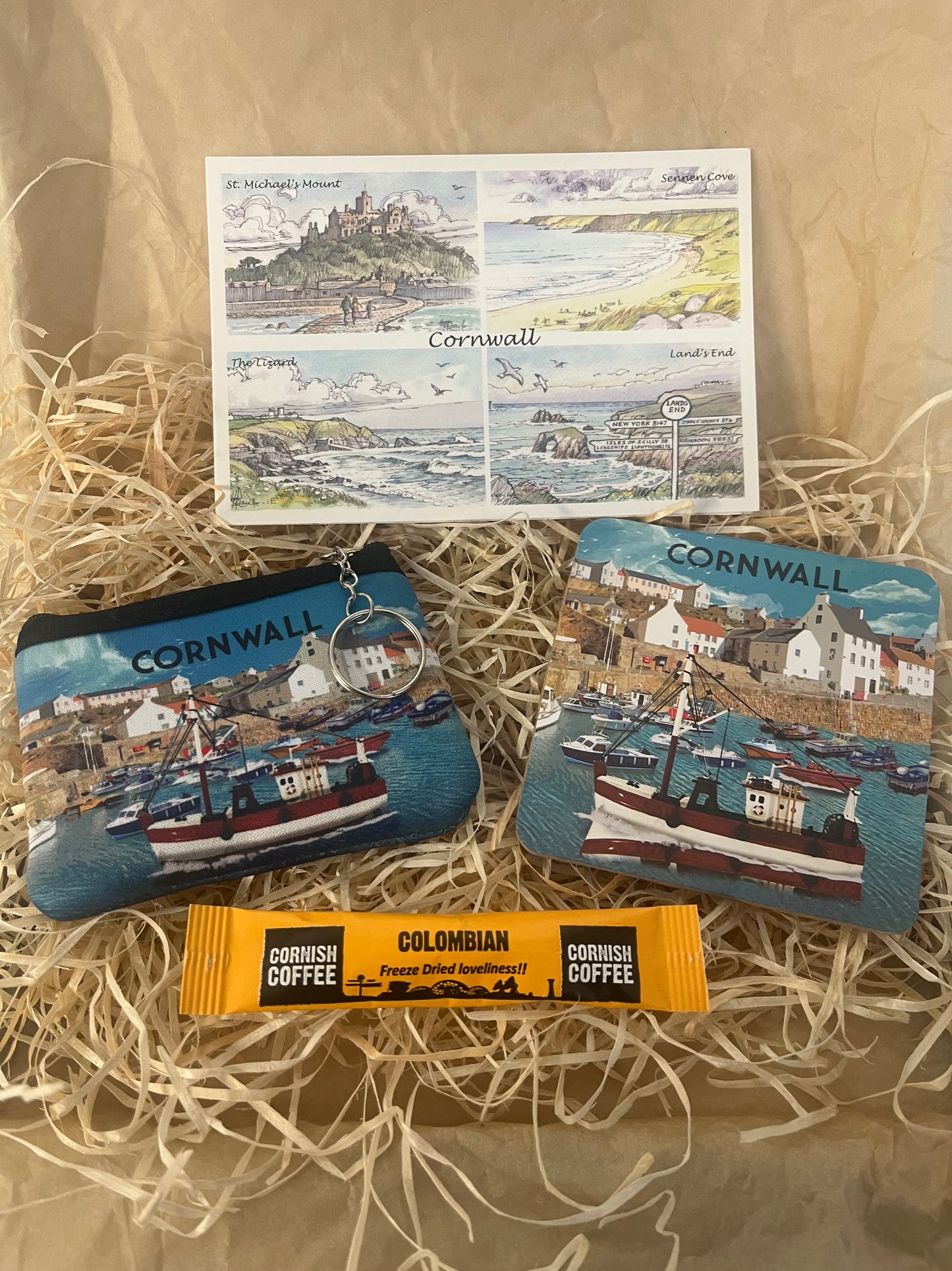 Cornwall coin purse and coaster set gift box