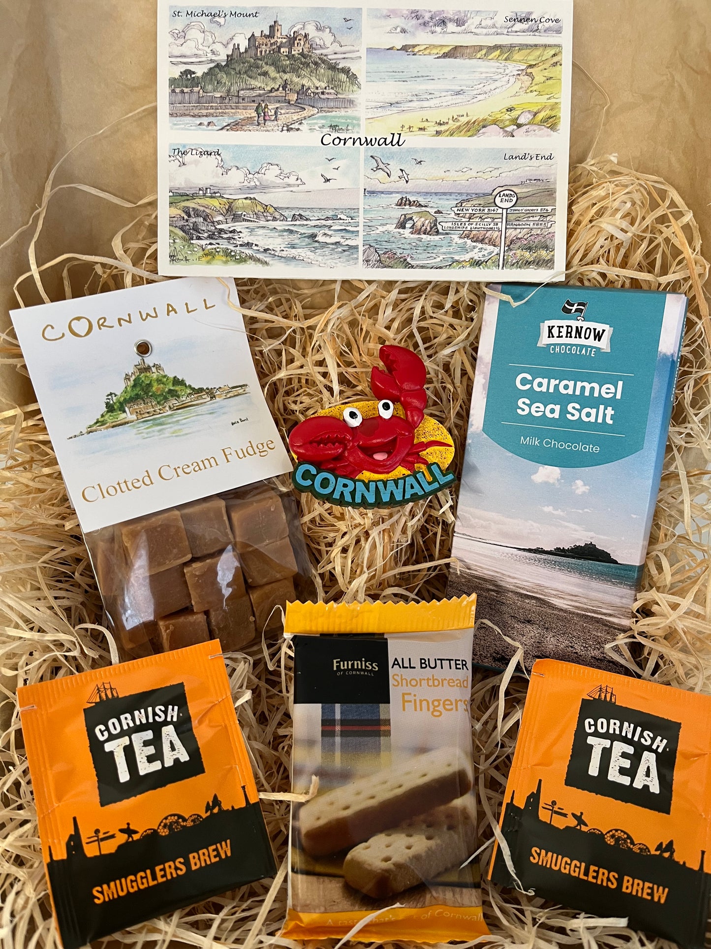 Clotted cream fudge with a sea salt chocolate gift box, complete with a special Cornish fridge magnet of your choice!