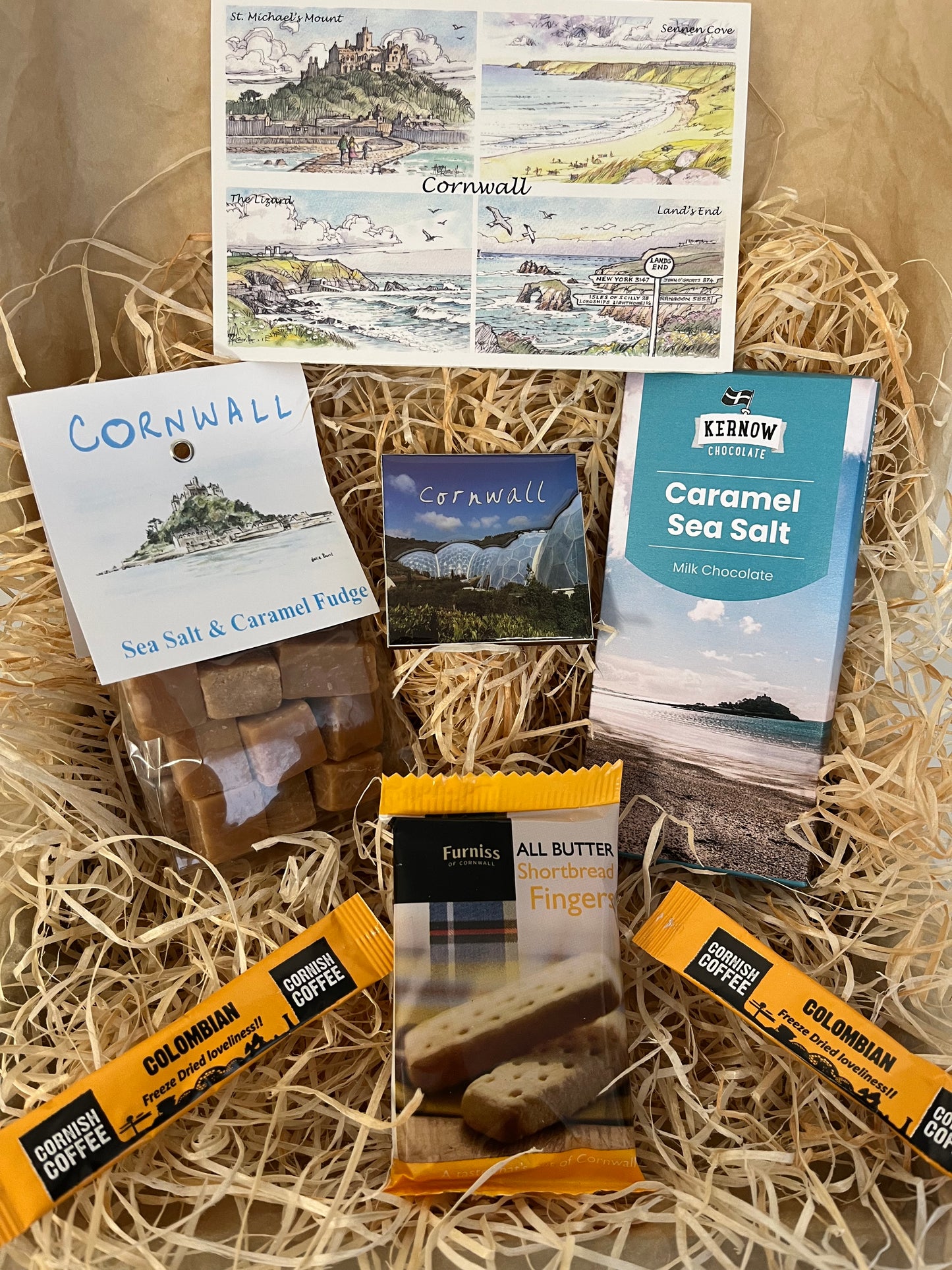 Taste of the sea fudge and chocolate gift box, complete with a special Cornish fridge magnet of your choice!