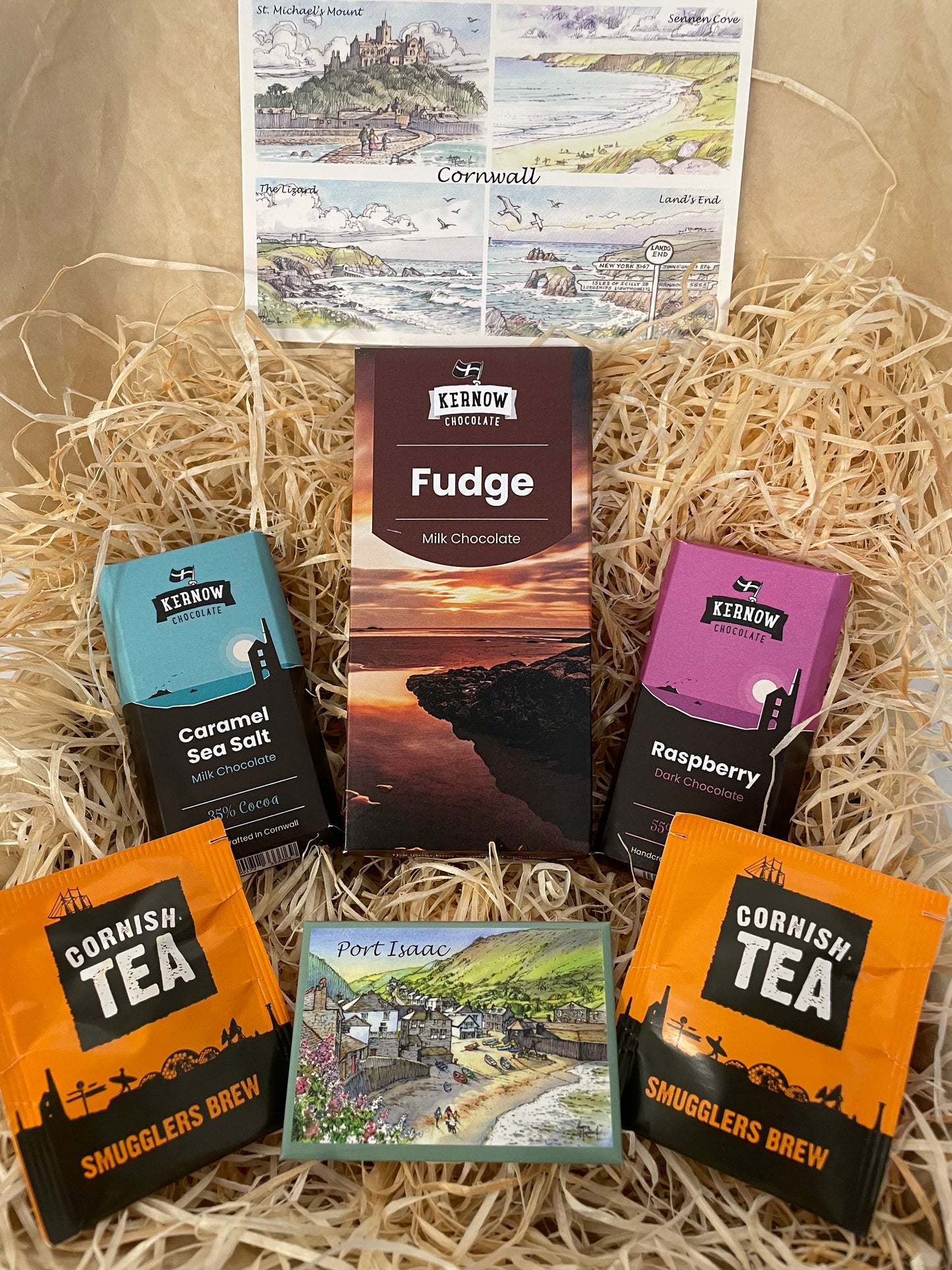 Fudge chocolate with dark raspberry chocolate and caramel sea salt chocolate gift box, choose fridge magnet style