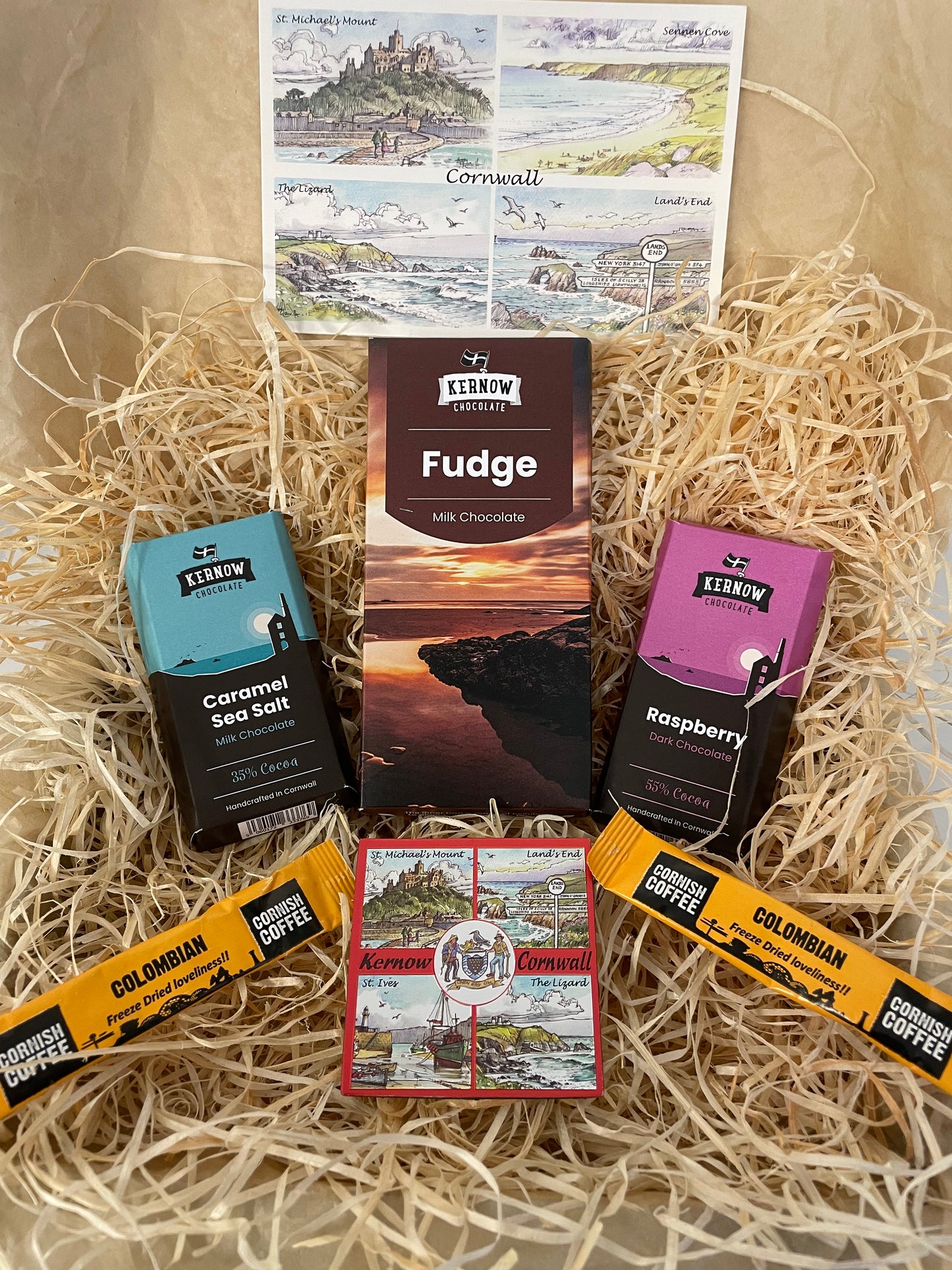 Fudge chocolate with dark raspberry chocolate and caramel sea salt chocolate gift box, choose fridge magnet style