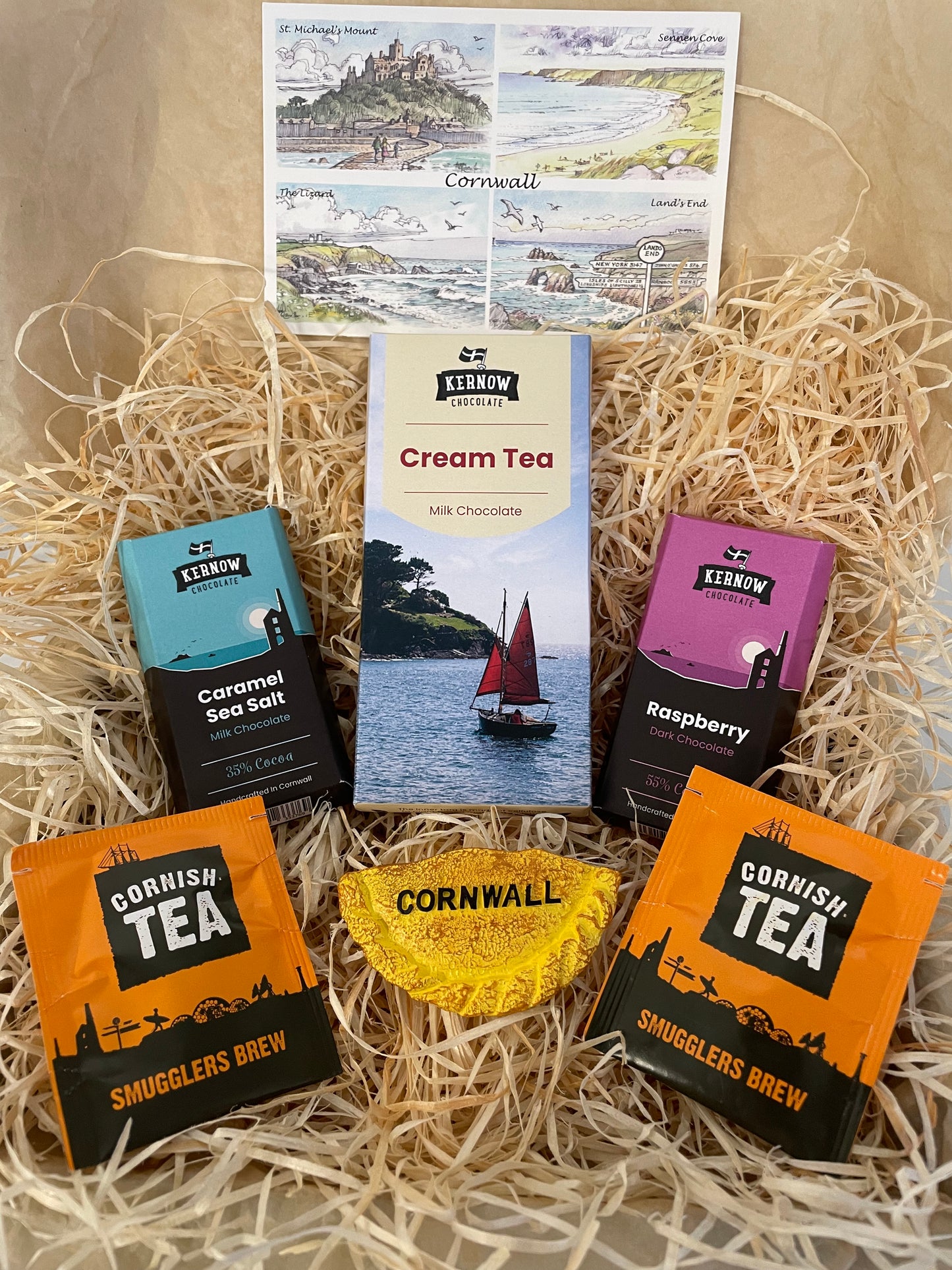 Cream tea chocolate with dark raspberry chocolate and caramel sea salt chocolate gift box, choose fridge magnet style