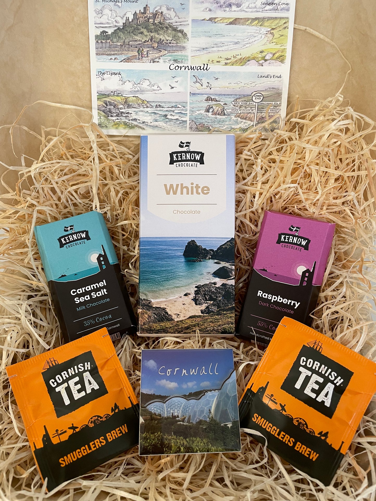 White chocolate with raspberry and caramel sea salt chocolate gift box, choose fridge magnet style