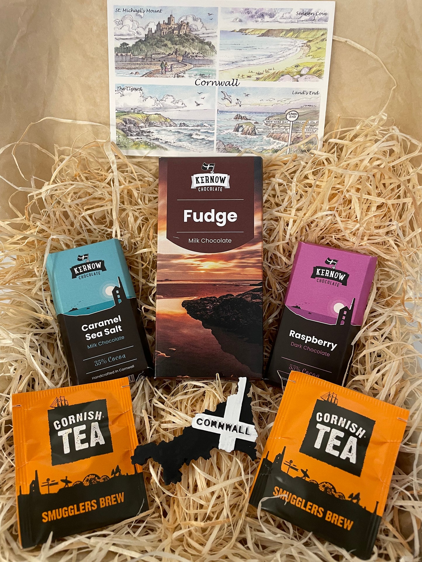 Fudge chocolate with dark raspberry chocolate and caramel sea salt chocolate gift box, choose fridge magnet style