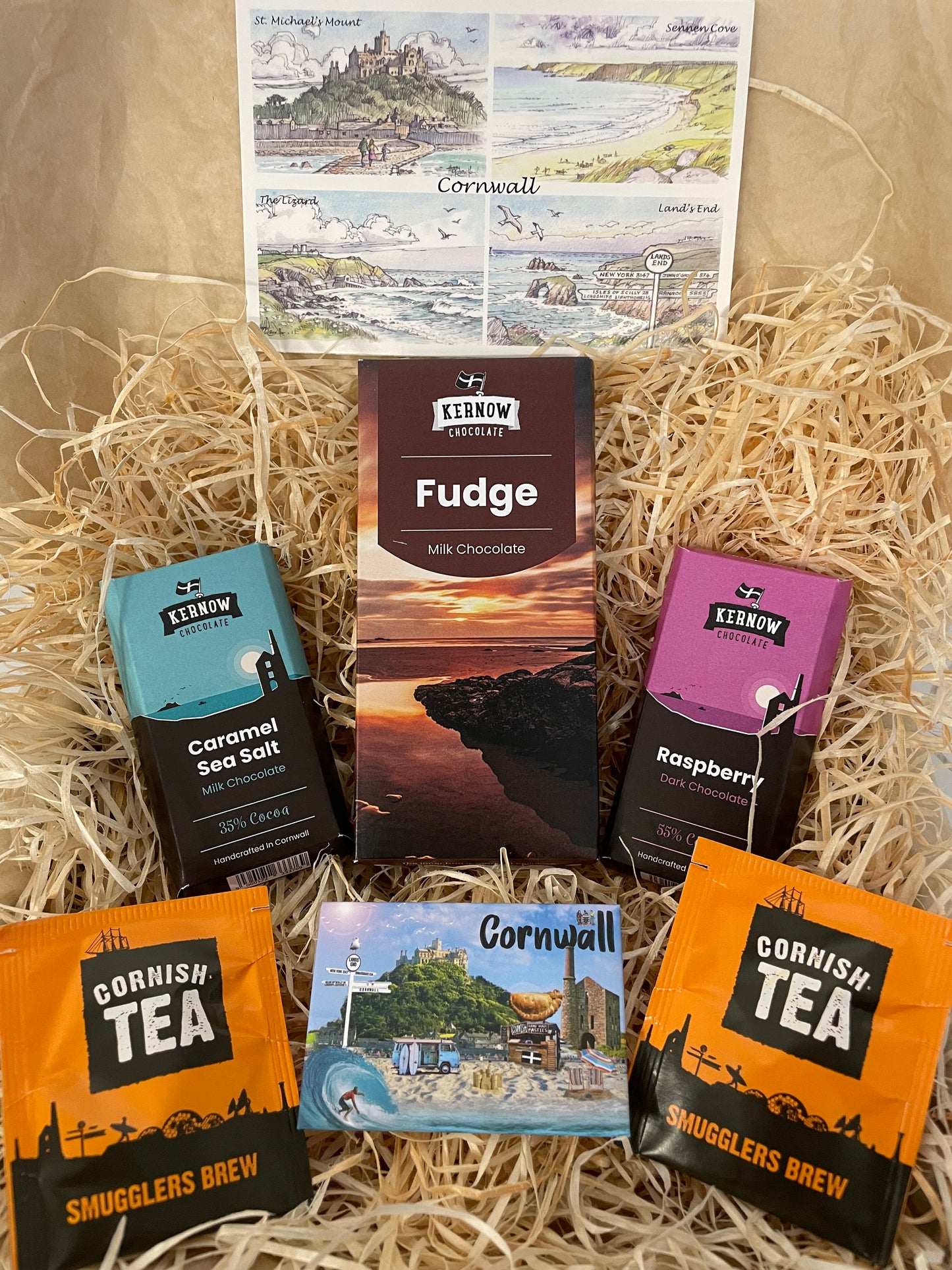 Fudge chocolate with dark raspberry chocolate and caramel sea salt chocolate gift box, choose fridge magnet style