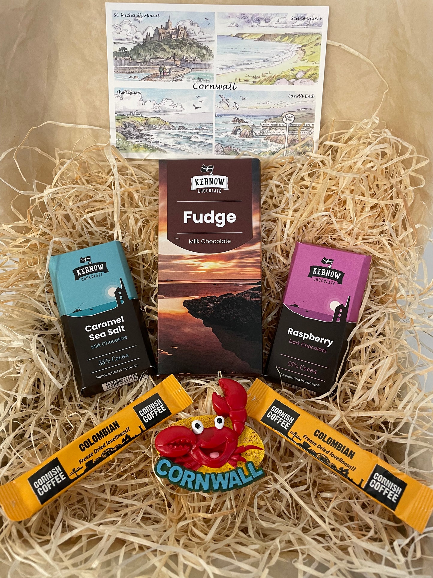 Fudge chocolate with dark raspberry chocolate and caramel sea salt chocolate gift box, choose fridge magnet style
