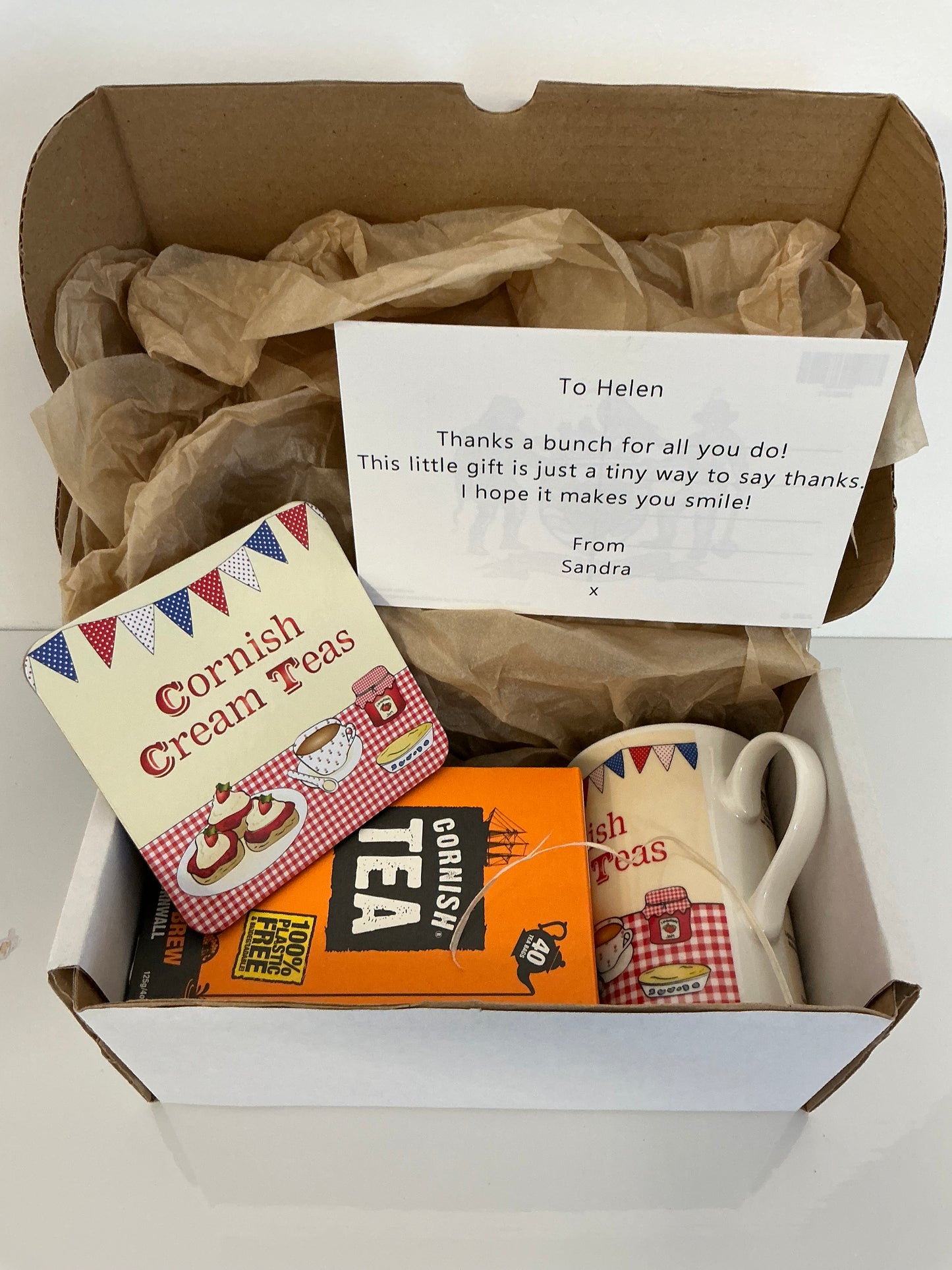Cream tea mug and coaster Gift box with 40 Cornish tea bags