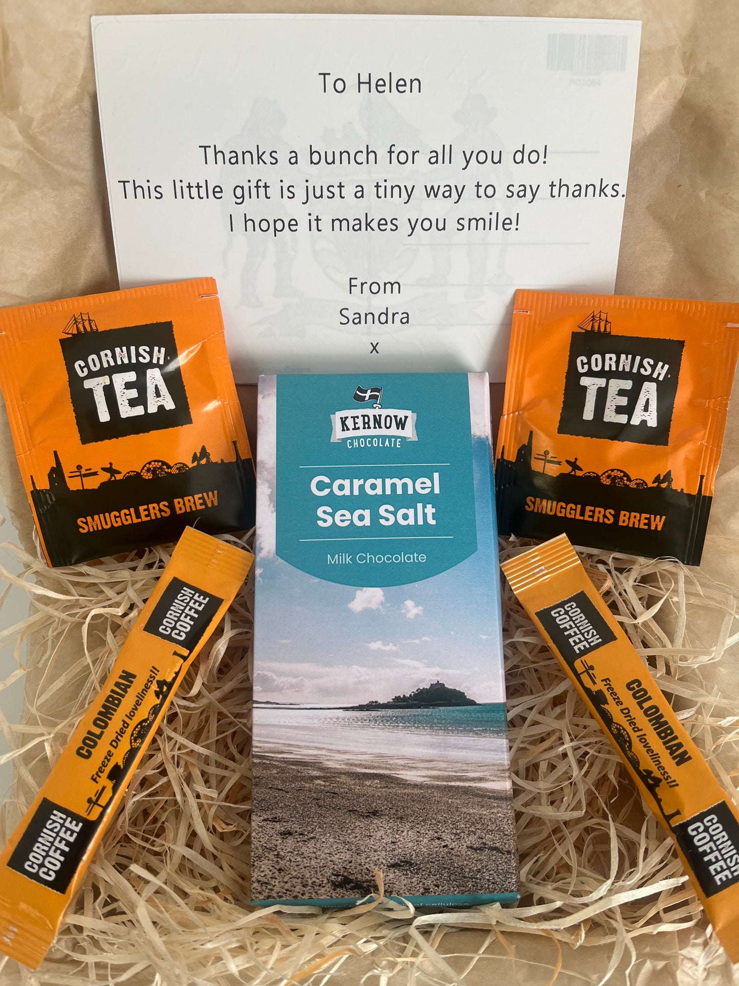 Cornish Caramel sea salt with Cornish tea or coffee chocolate gift box