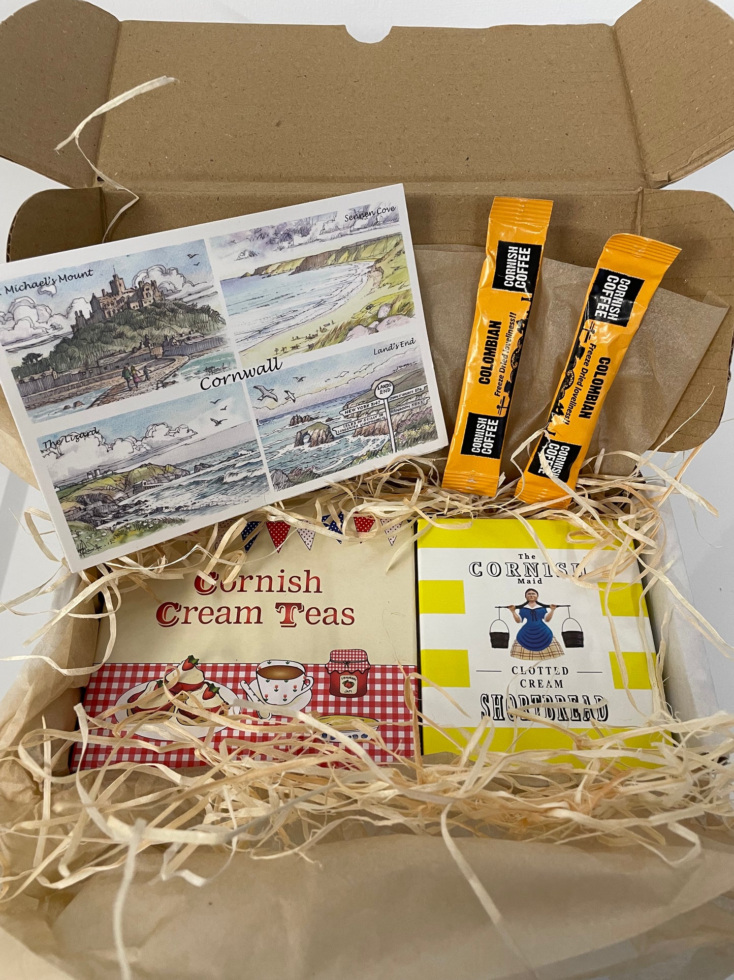 Cornish Cream tea mug and coaster set with Clotted cream shortbread, with a choice of fridge magnet