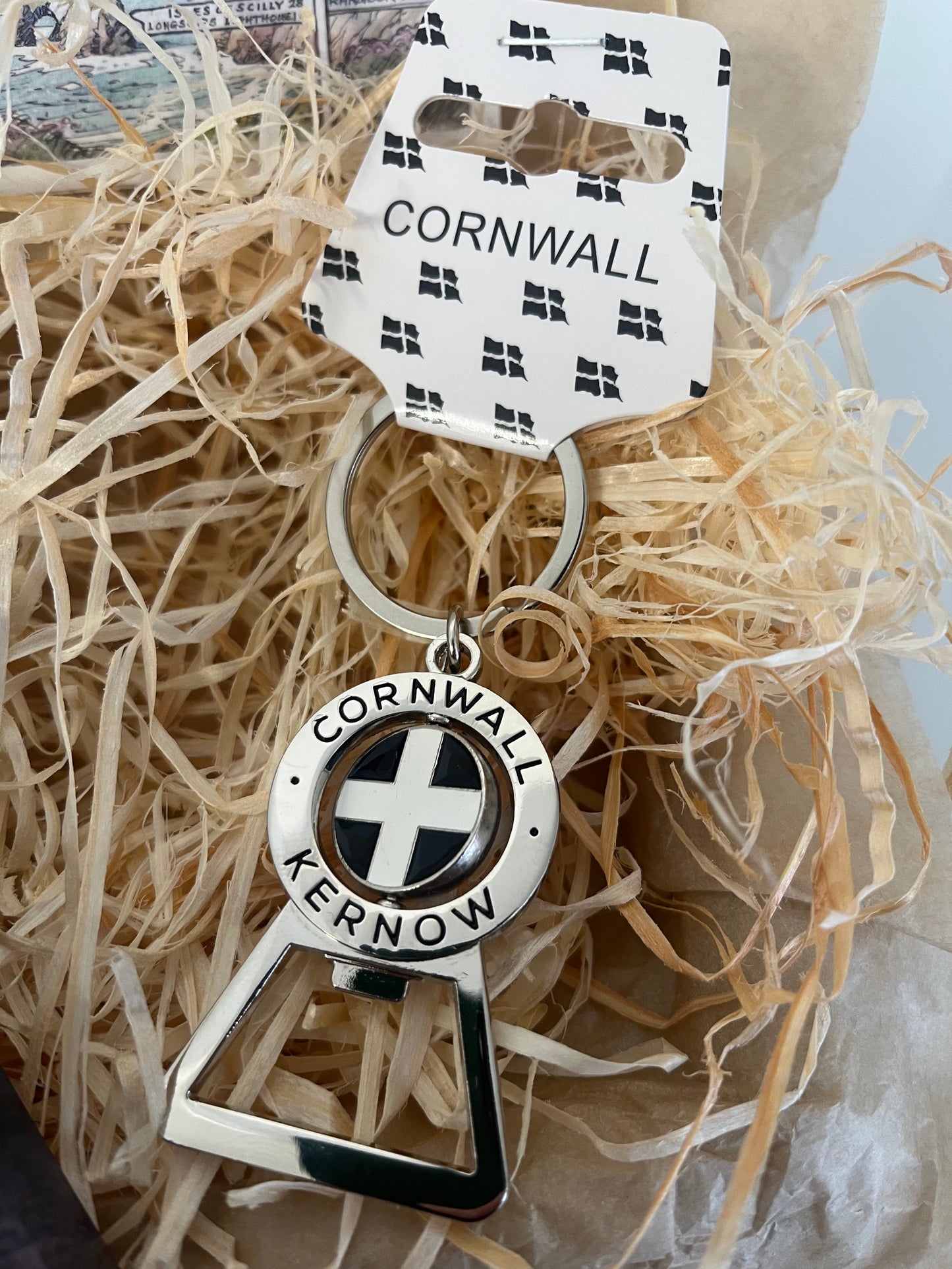 Cornwall bottle opener key ring with chilli chocolate gift box