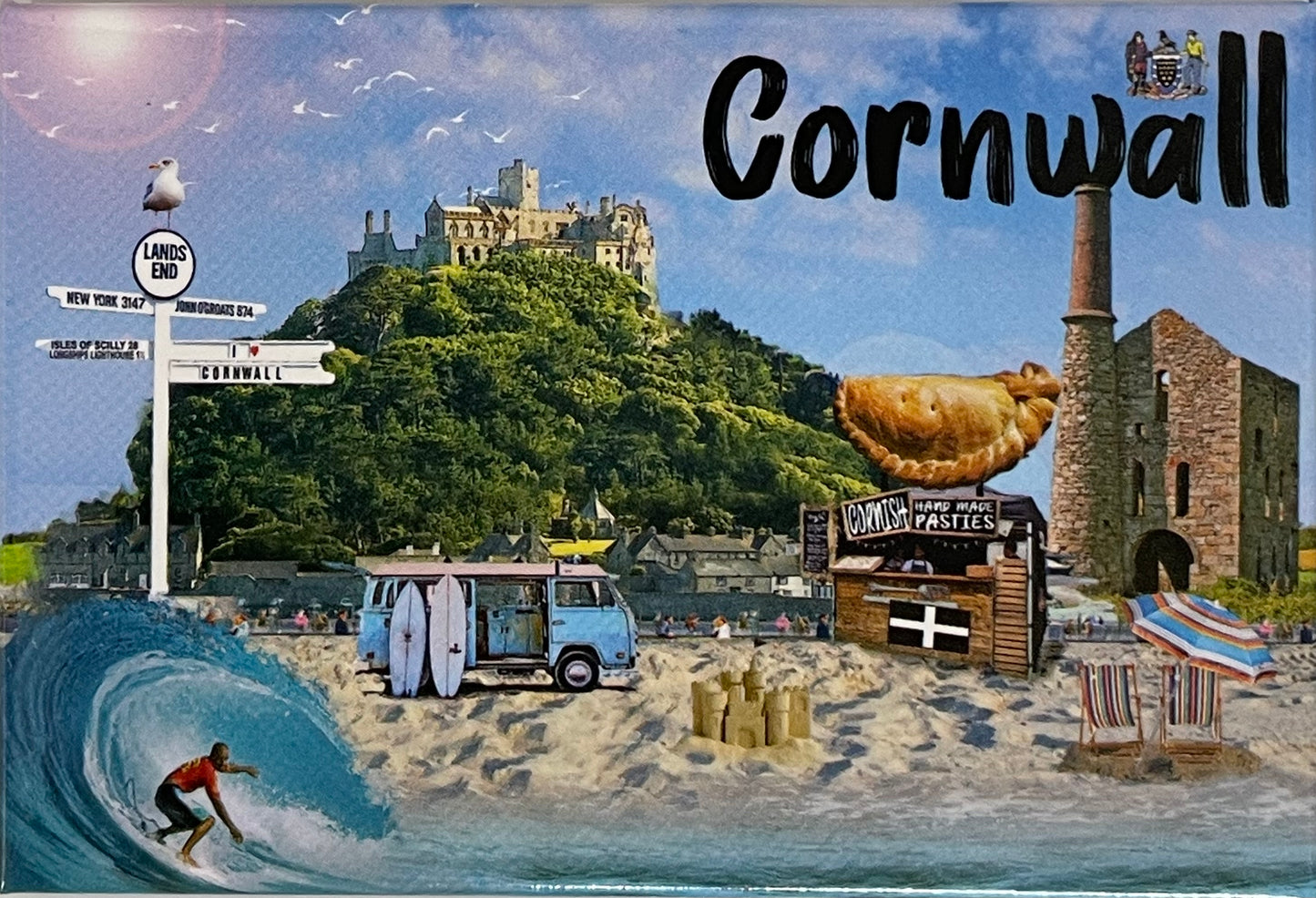 Caramel sea salt mini chocolate bar Gift box with shortbread and tea or coffee. Choose a fridge magnet