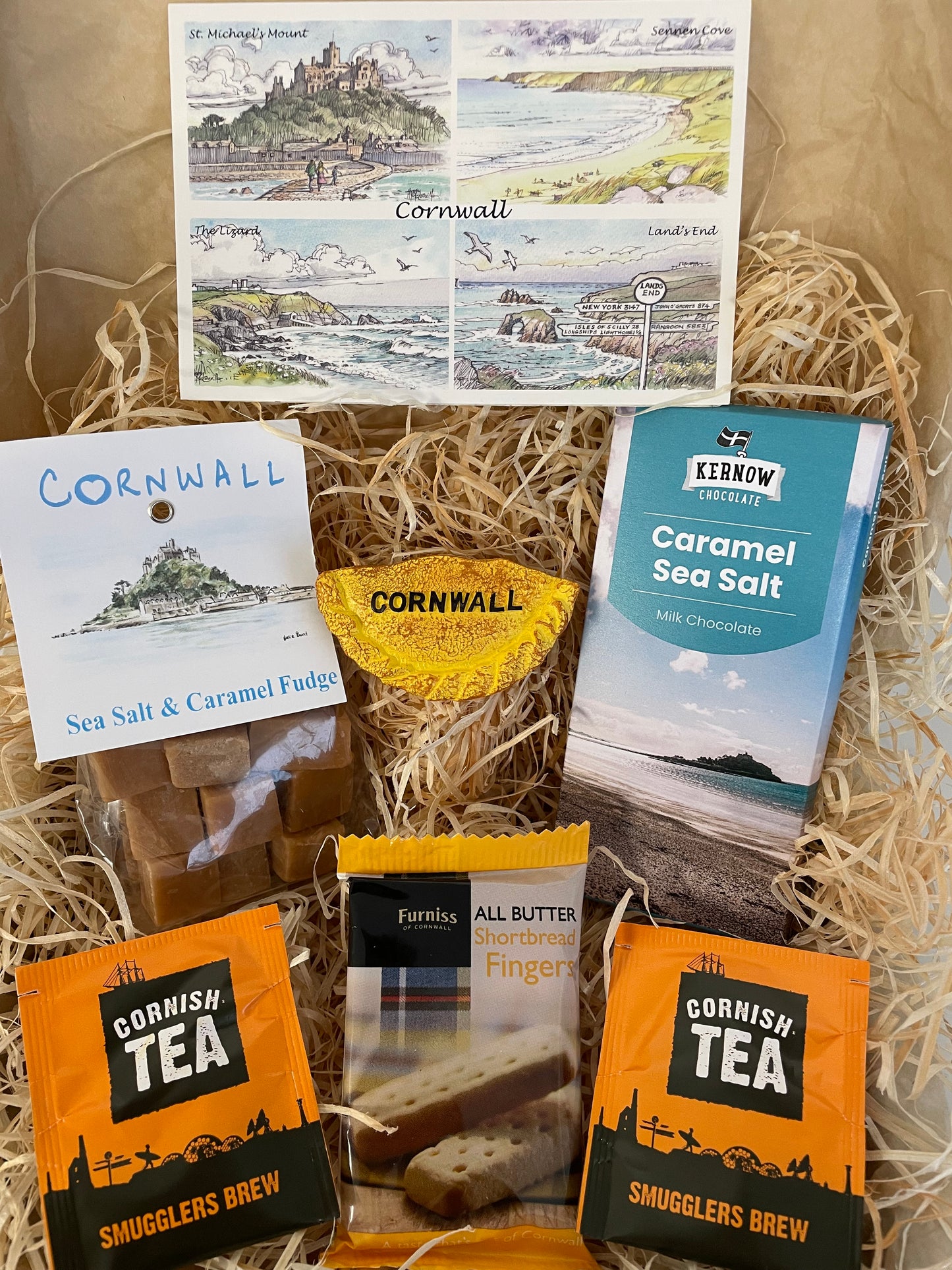 Taste of the sea fudge and chocolate gift box, complete with a special Cornish fridge magnet of your choice!