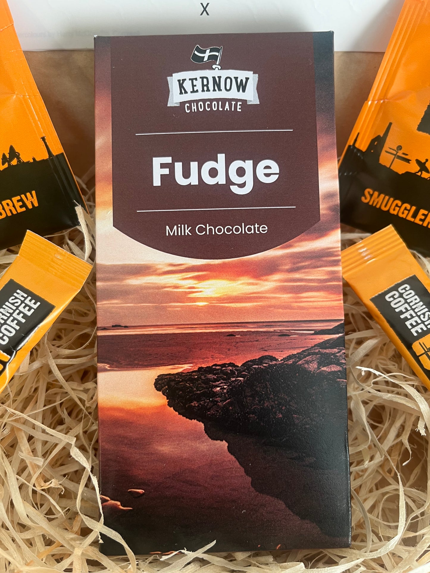 Cornish Fudge chocolate with tea or coffee gift box